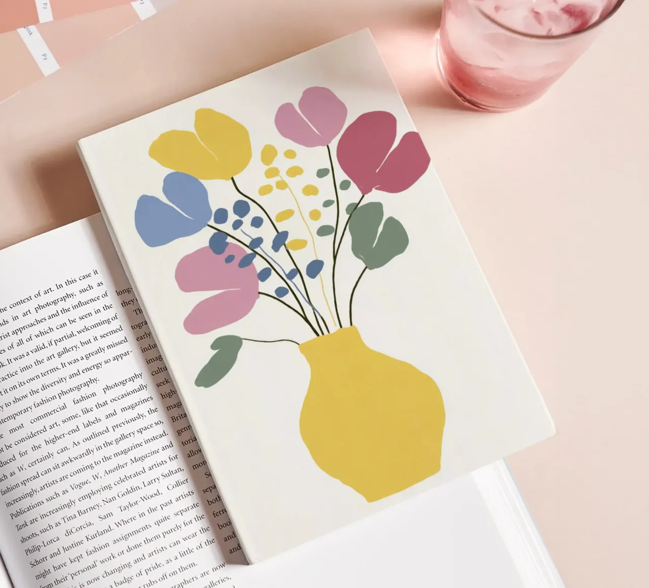 Abstract Florals In Vase in Retro Summer Colors notebook by Modern Muse