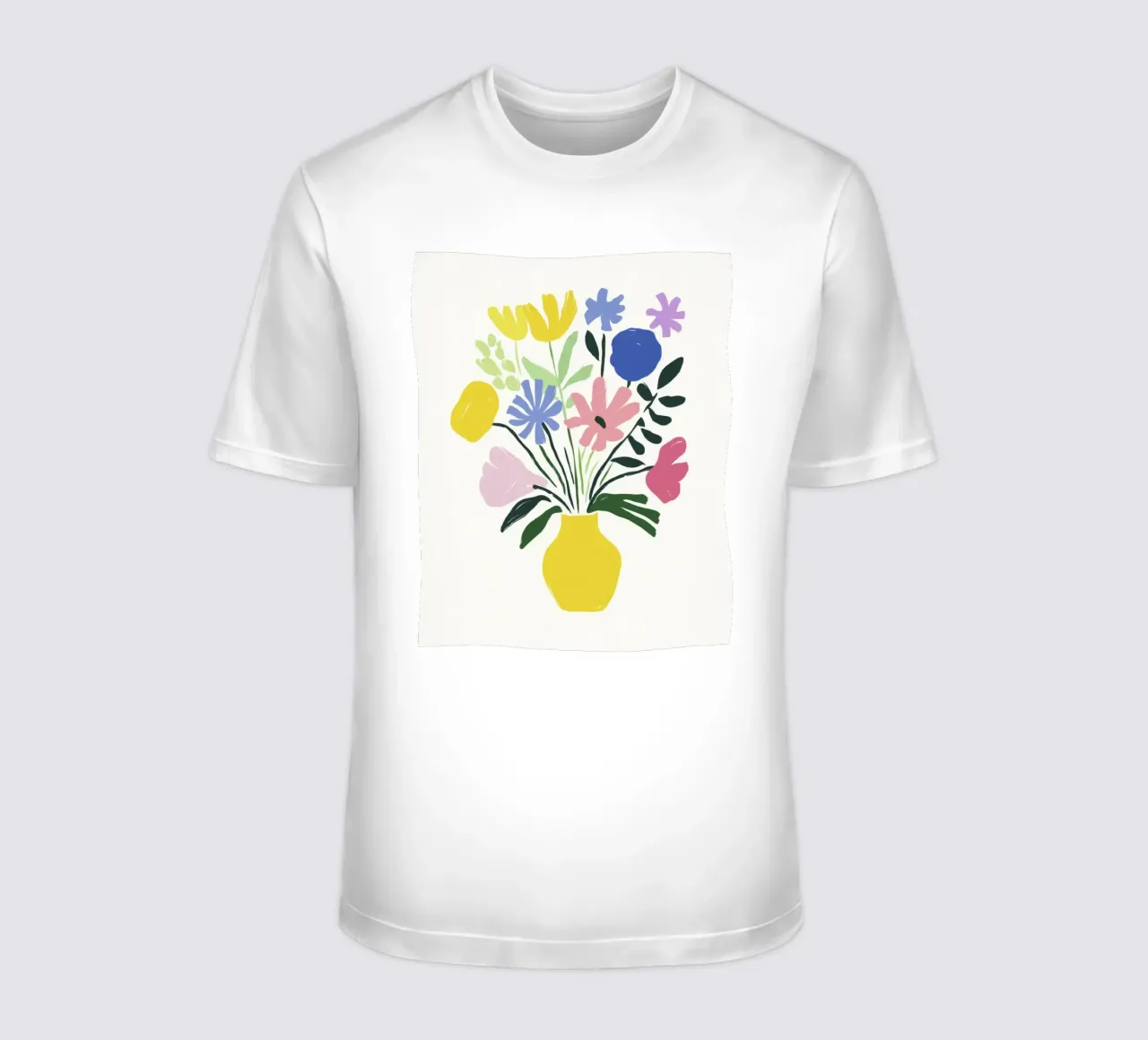 Geometric Garden Flowers in a Vase in 50s Color Harmony t-shirt by Modern Muse