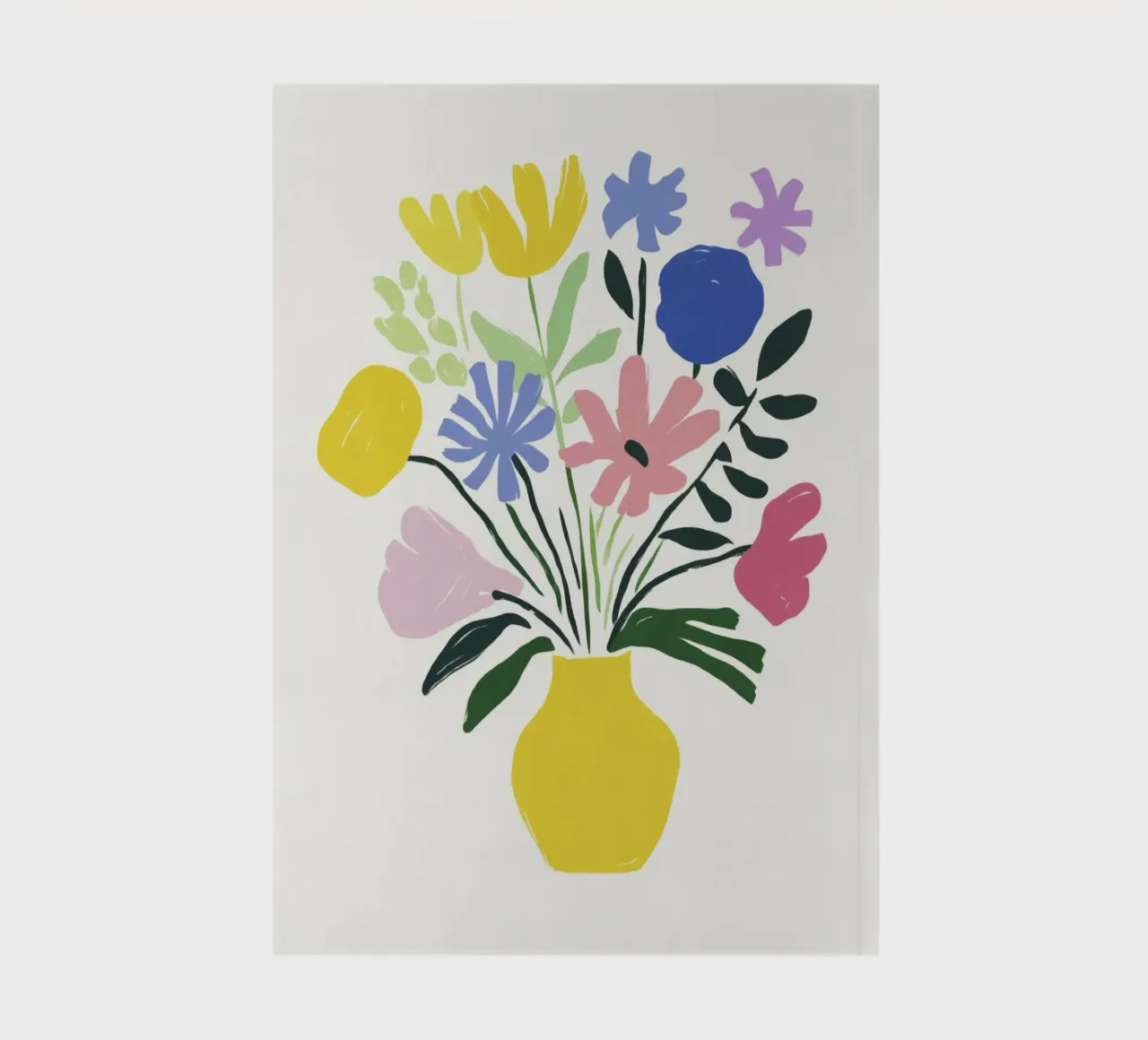 Geometrische Gartenblumen in einer Vase in der Farbharmonie der 50er Jahre Notizbuch von Modern Muse