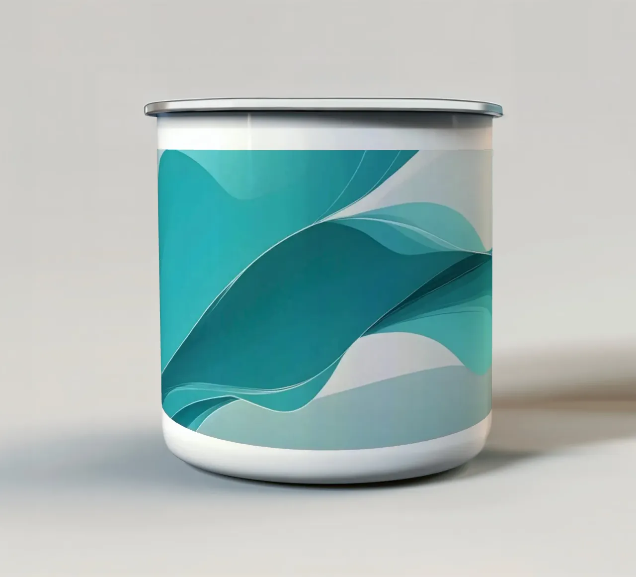 Elegant abstract behangontwerp met vloeiende rondingen emaille mok van DesignDoodle