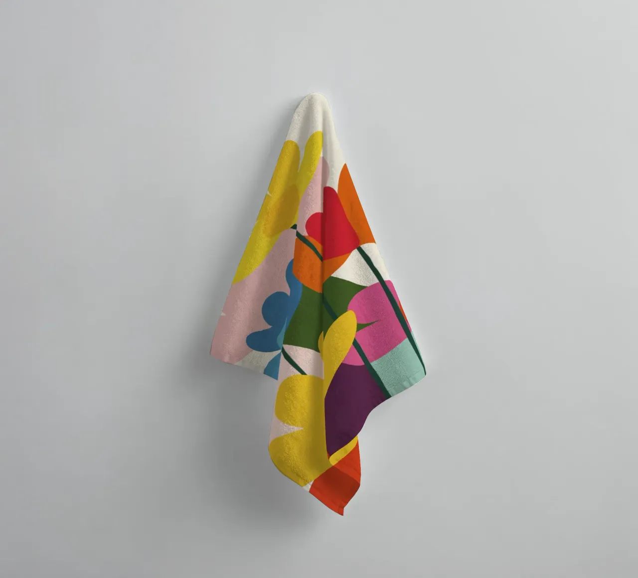 Geometric Cut Out Garden in Matisse 50s Color Harmony towel by Modern Muse