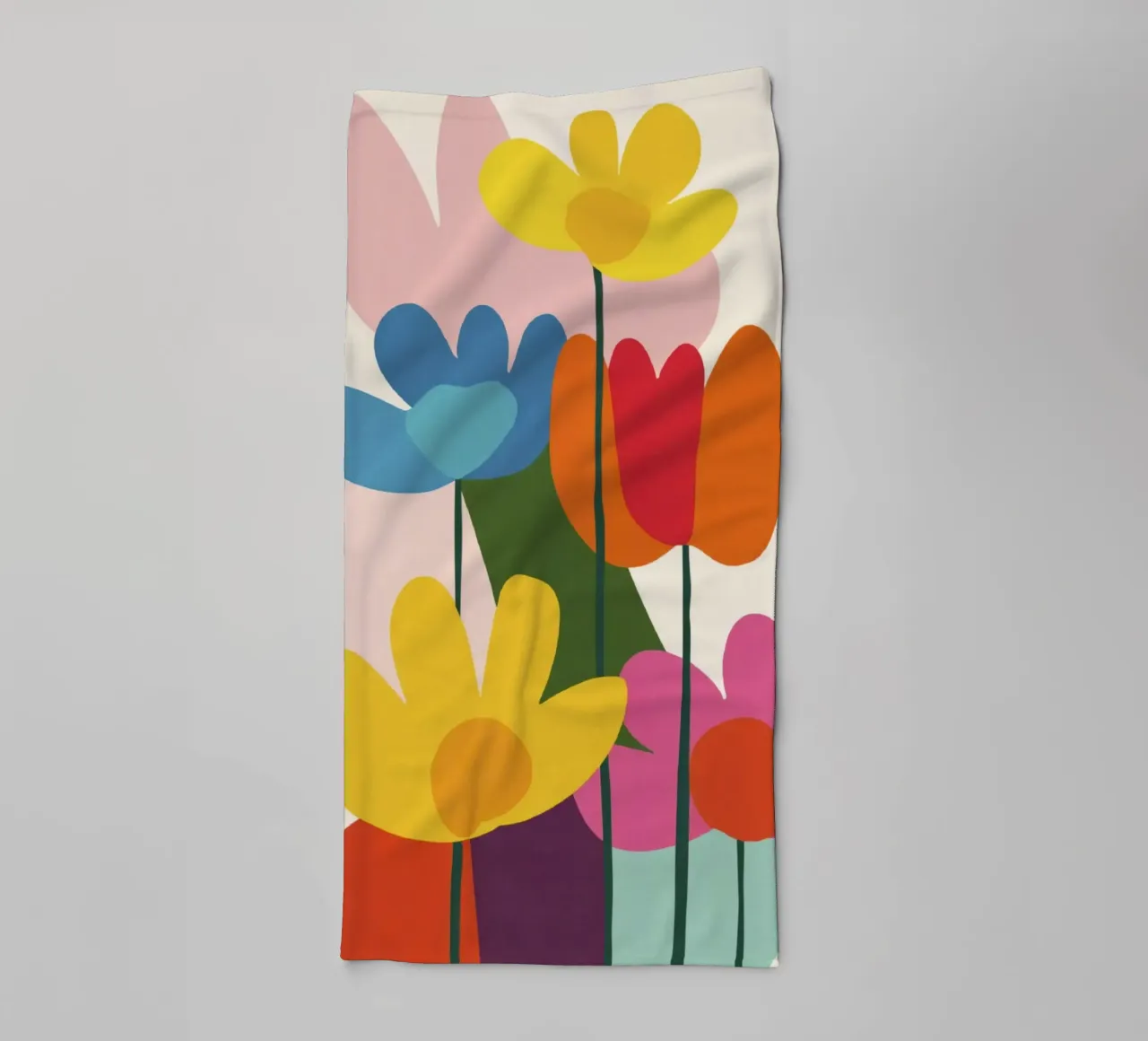 Geometric Cut Out Garden in Matisse 50s Color Harmony towel by Modern Muse
