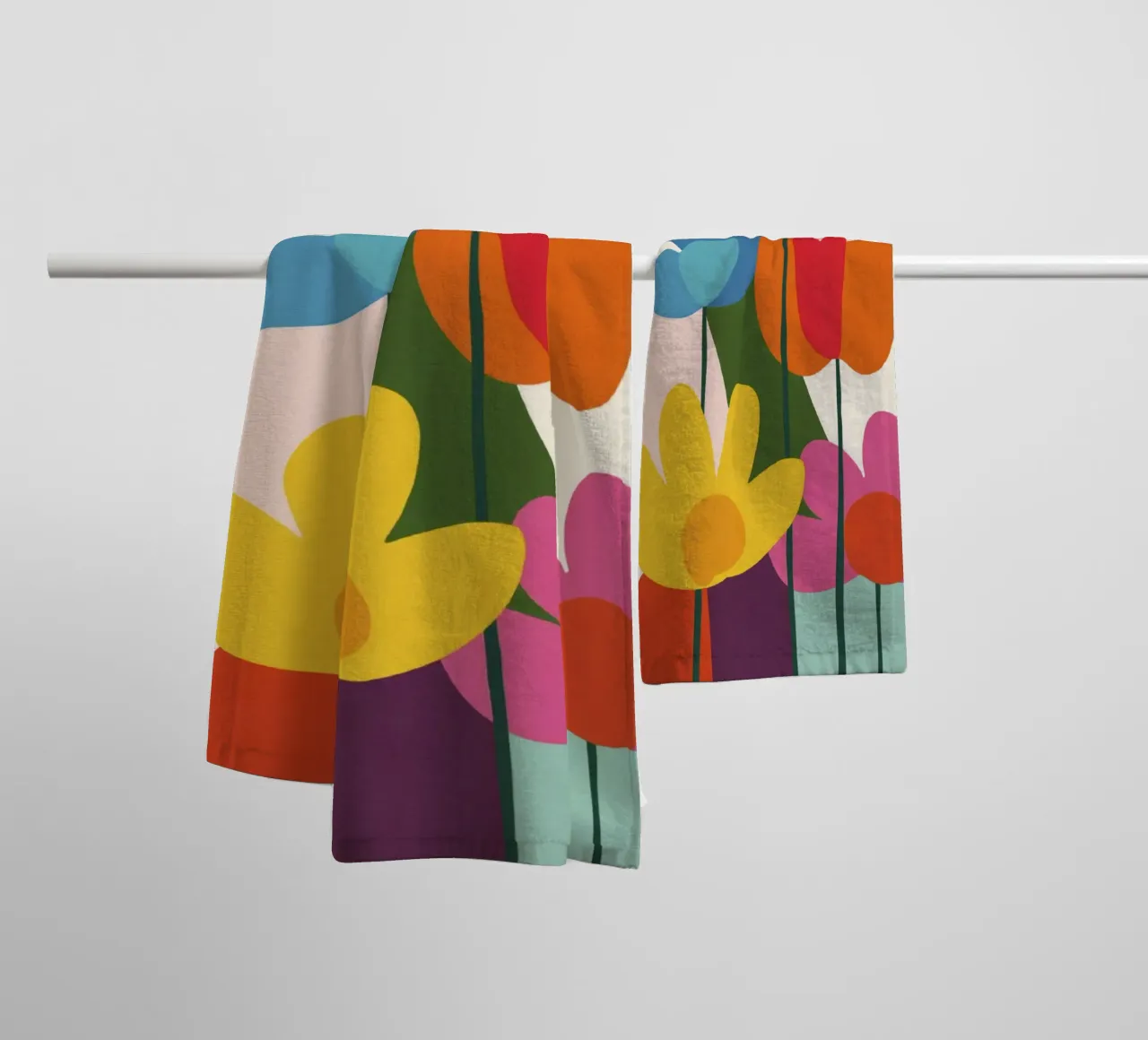 Geometric Cut Out Garden in Matisse 50s Color Harmony towel by Modern Muse