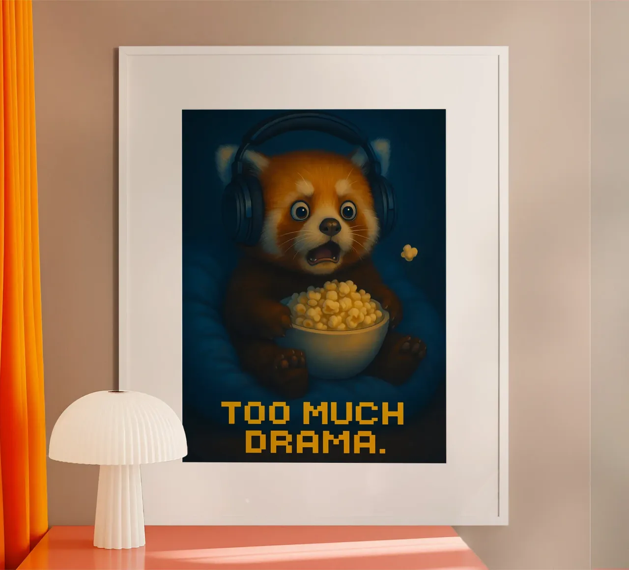 Meme divertente sul panda rosso poster con telaio in legno da Funny Humor Art