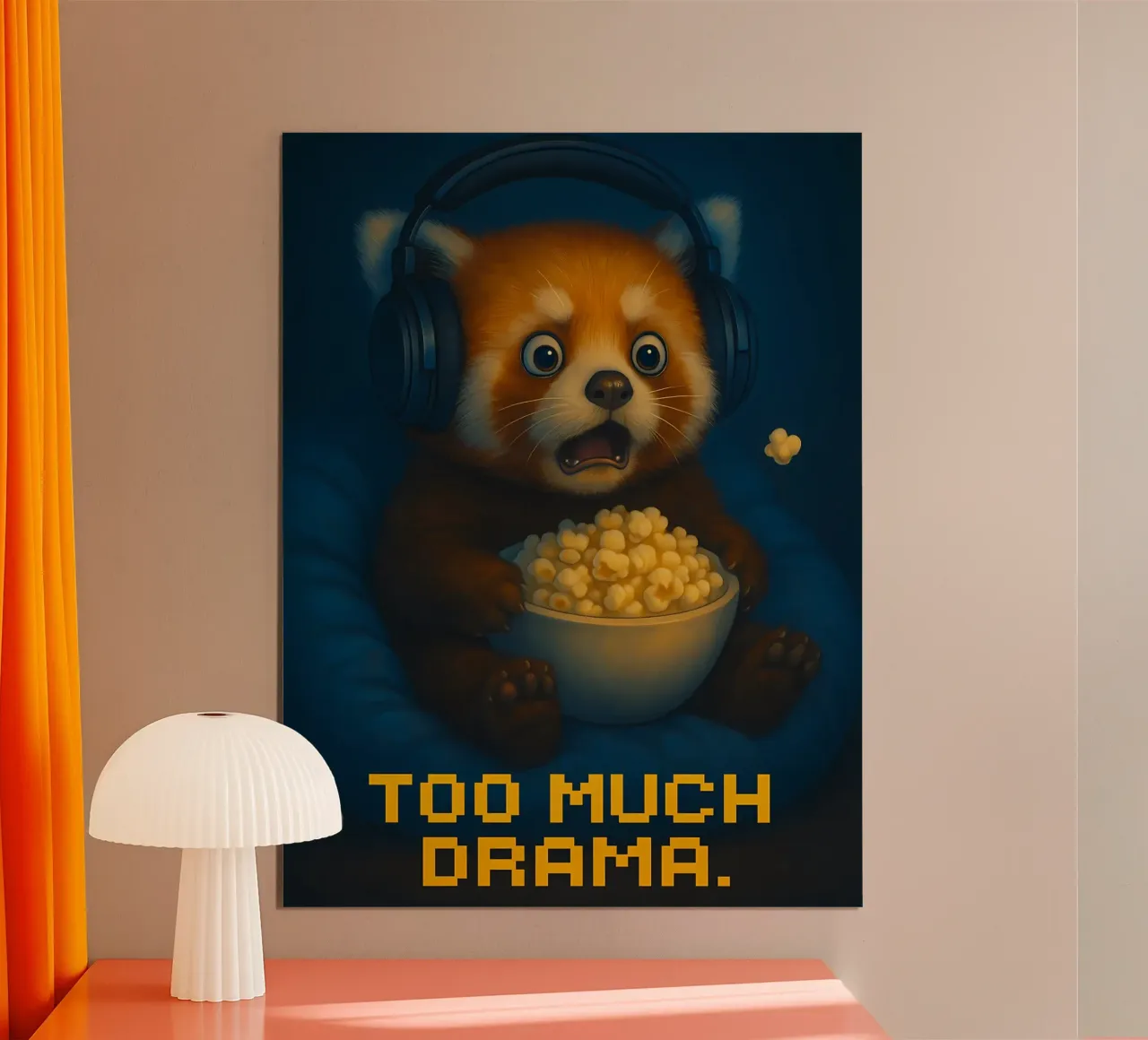 Meme divertente sul panda rosso poster con telaio in legno da Funny Humor Art