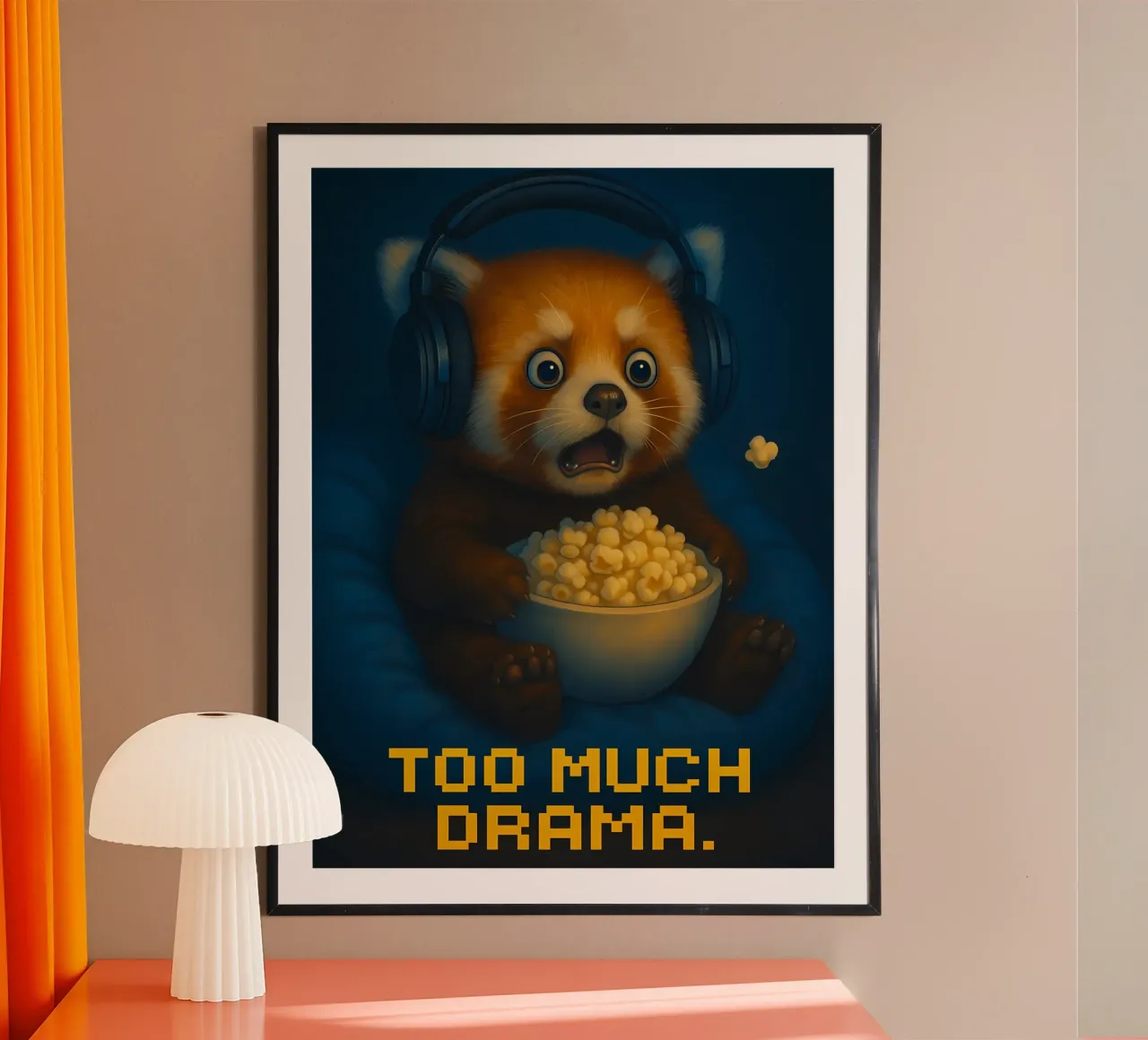 Meme divertente sul panda rosso poster con telaio in legno da Funny Humor Art