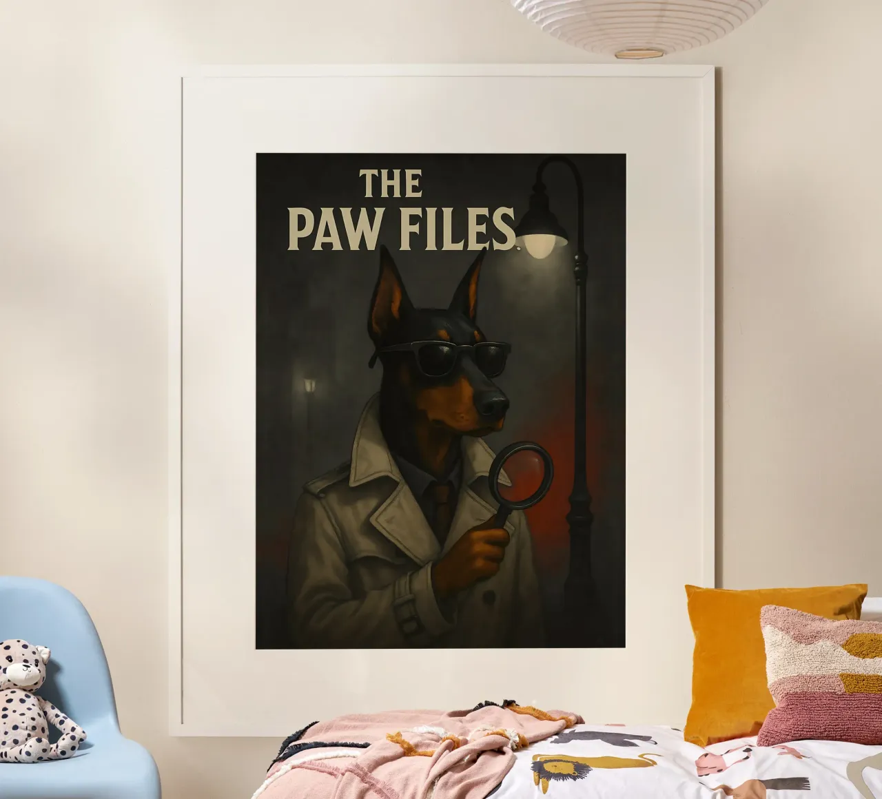 Meme divertente sul dobermann poster con telaio in legno da Funny Humor Art