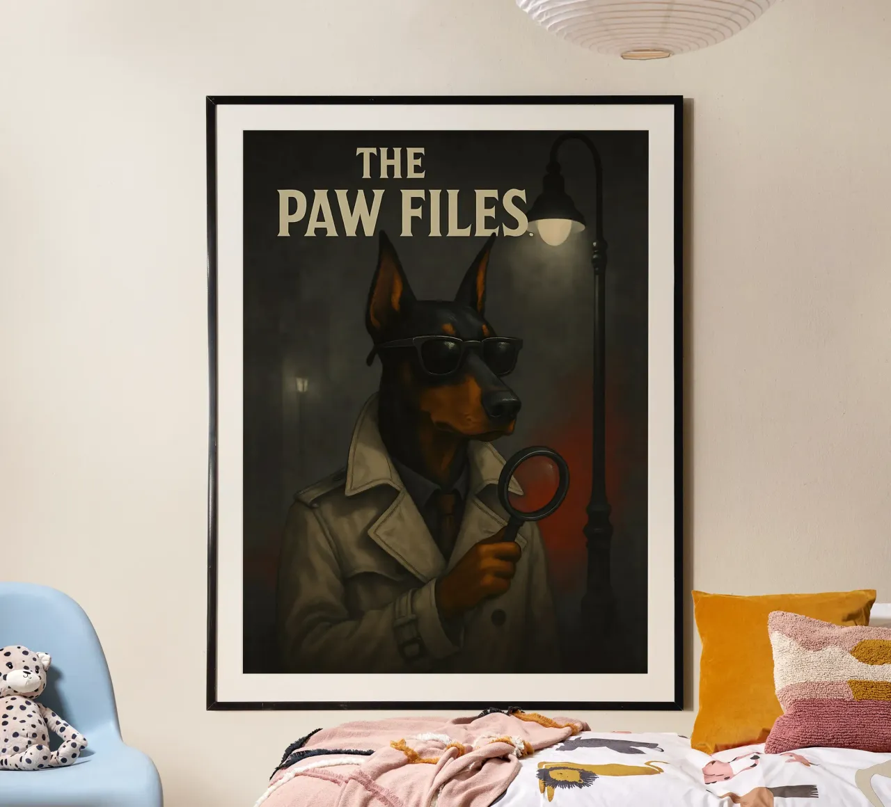 Meme divertente sul dobermann poster con telaio in legno da Funny Humor Art