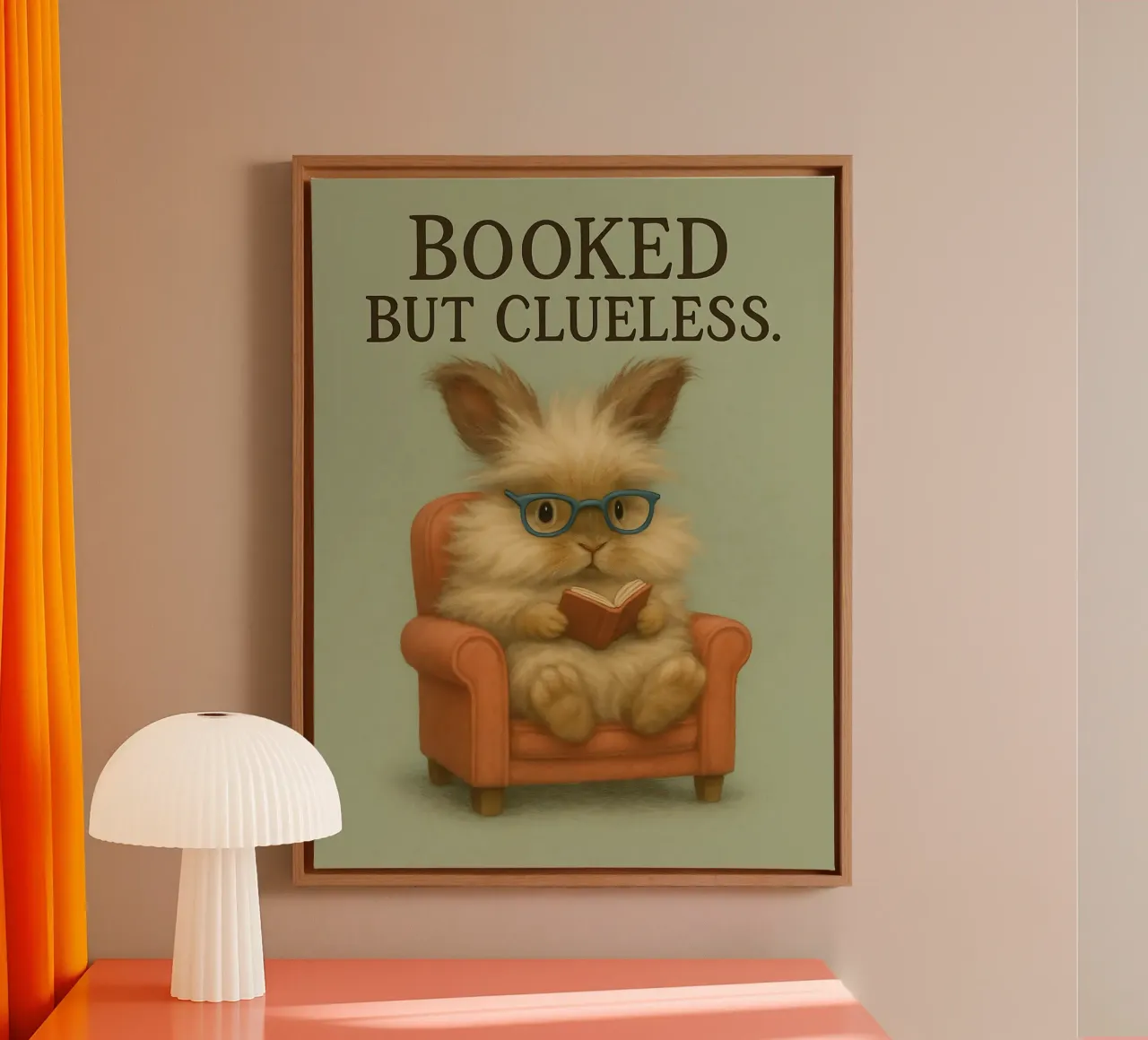 Funny Angora Rabbit Meme canvas with Floater frame by Funny Humor Art
