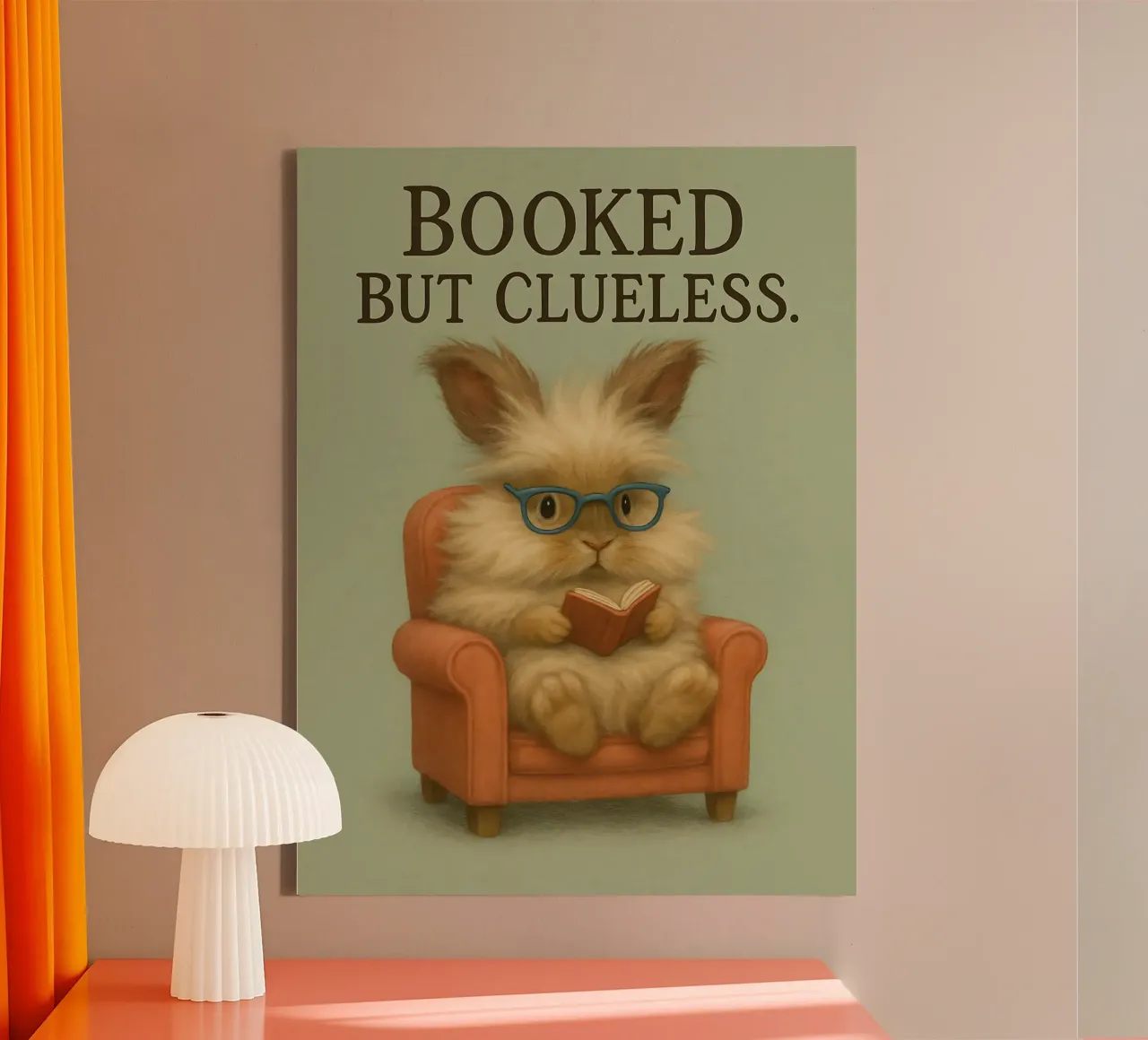 Funny Angora Rabbit Meme canvas with Floater frame by Funny Humor Art