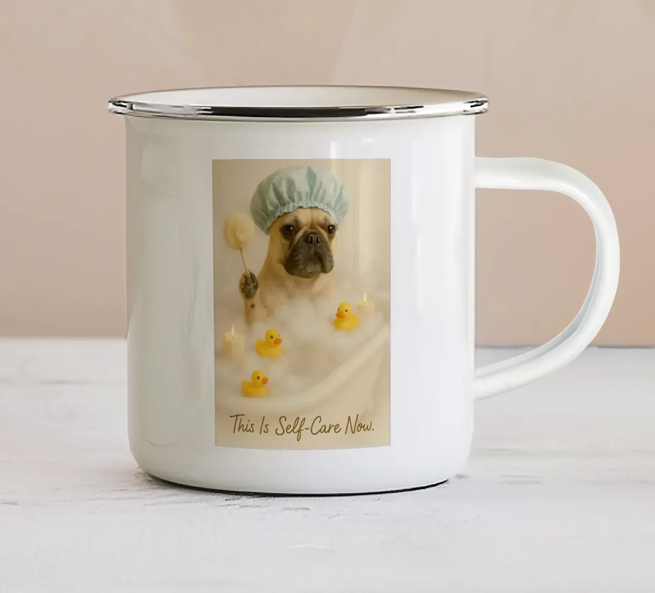 Meme divertente sul bulldog francese tazza in smalto da Funny Humor Art