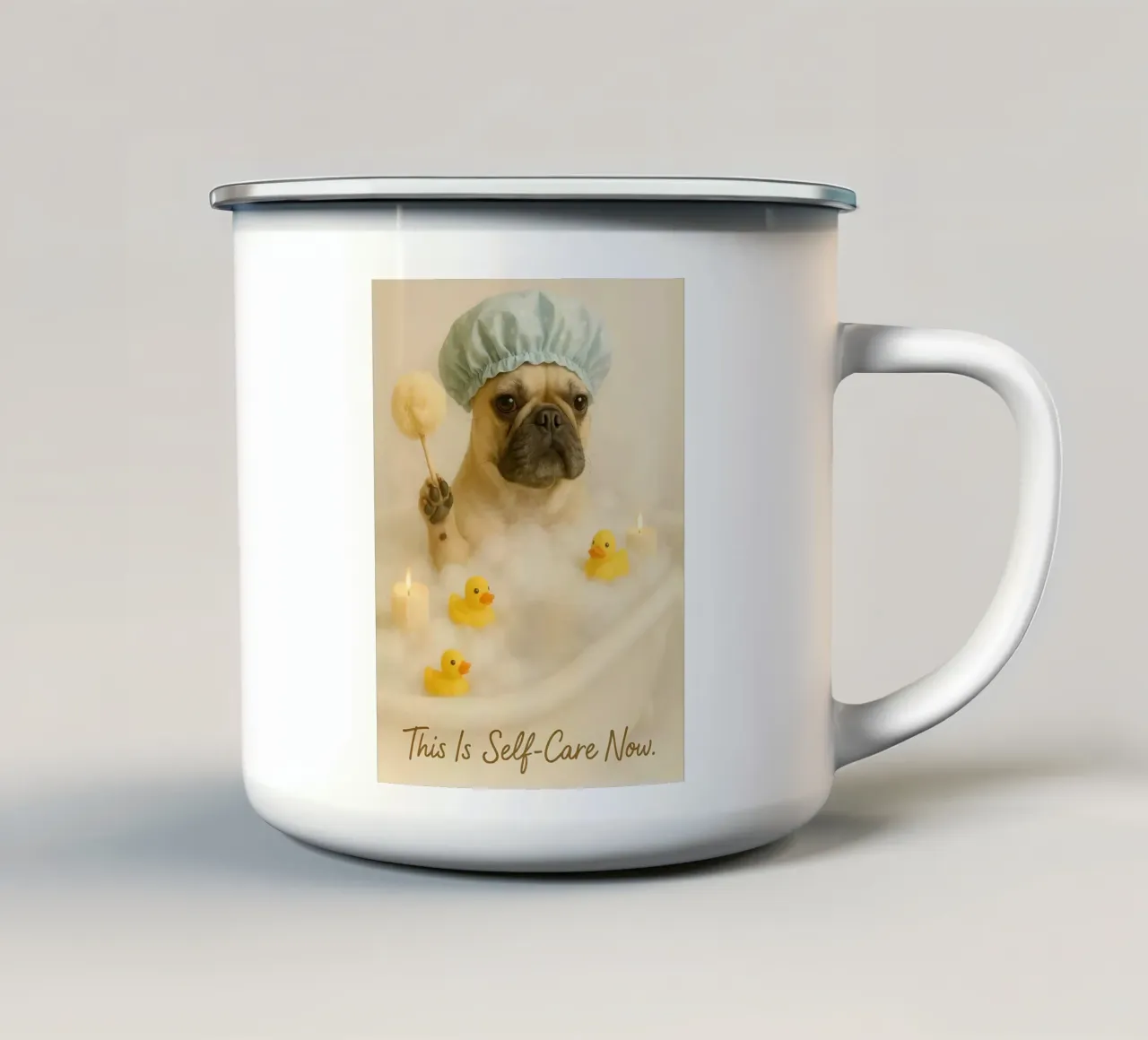 Meme divertente sul bulldog francese tazza in smalto da Funny Humor Art