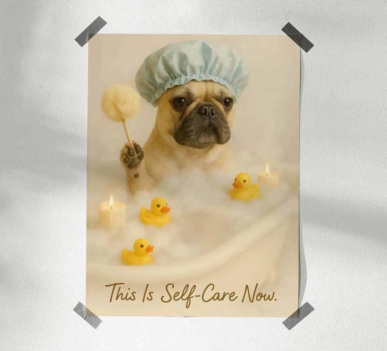 Meme divertente sul bulldog francese poster con telaio in plastica da Funny Humor Art