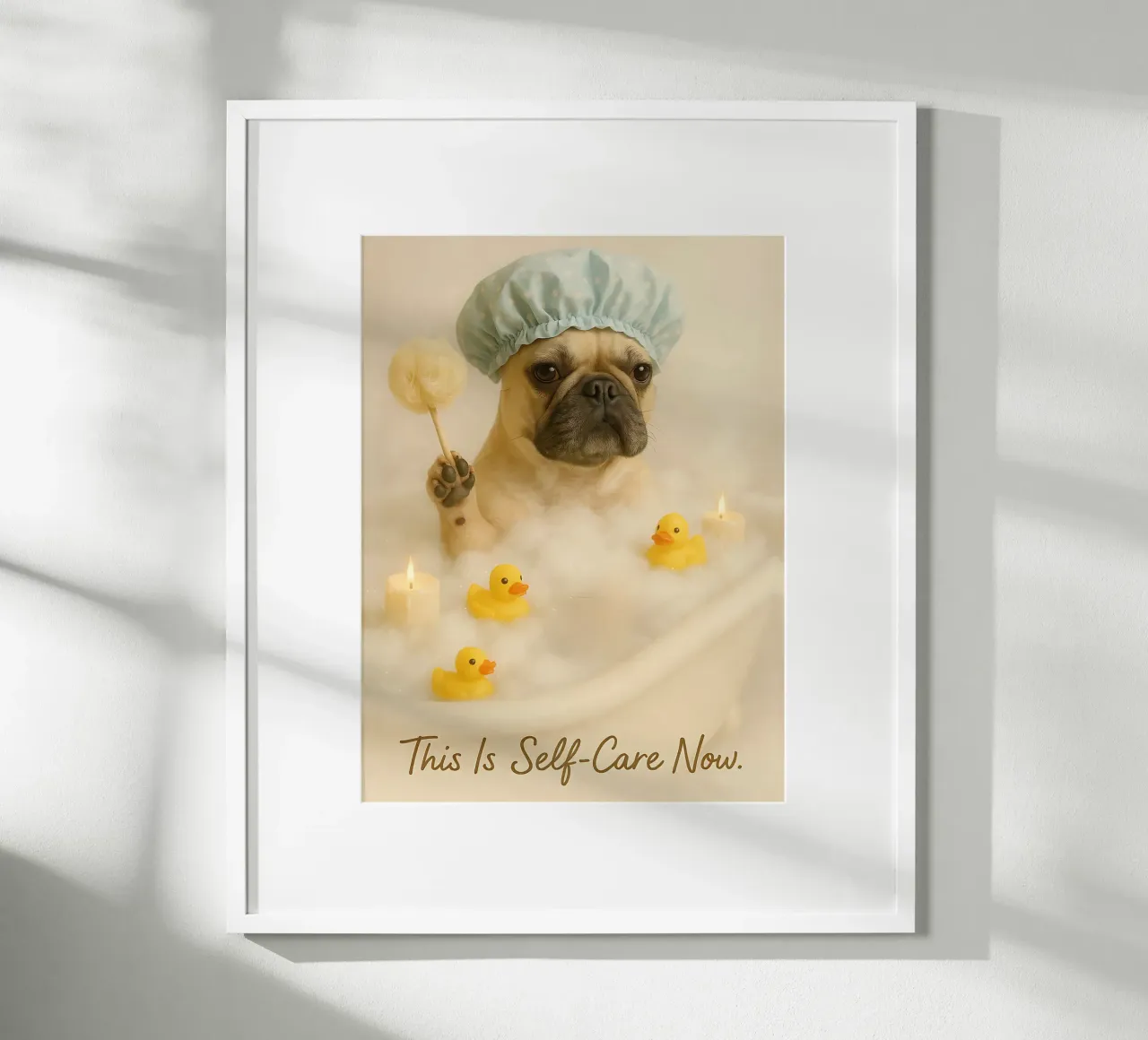 Meme divertente sul bulldog francese poster con telaio in plastica da Funny Humor Art