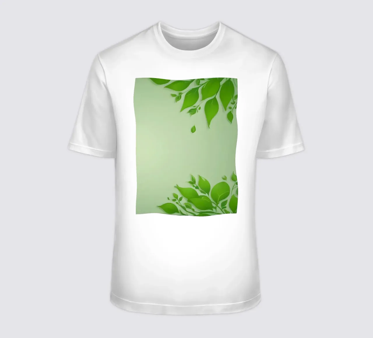 Green leaves on a soft background create a calming and fresh t-shirt by DesignDoodle