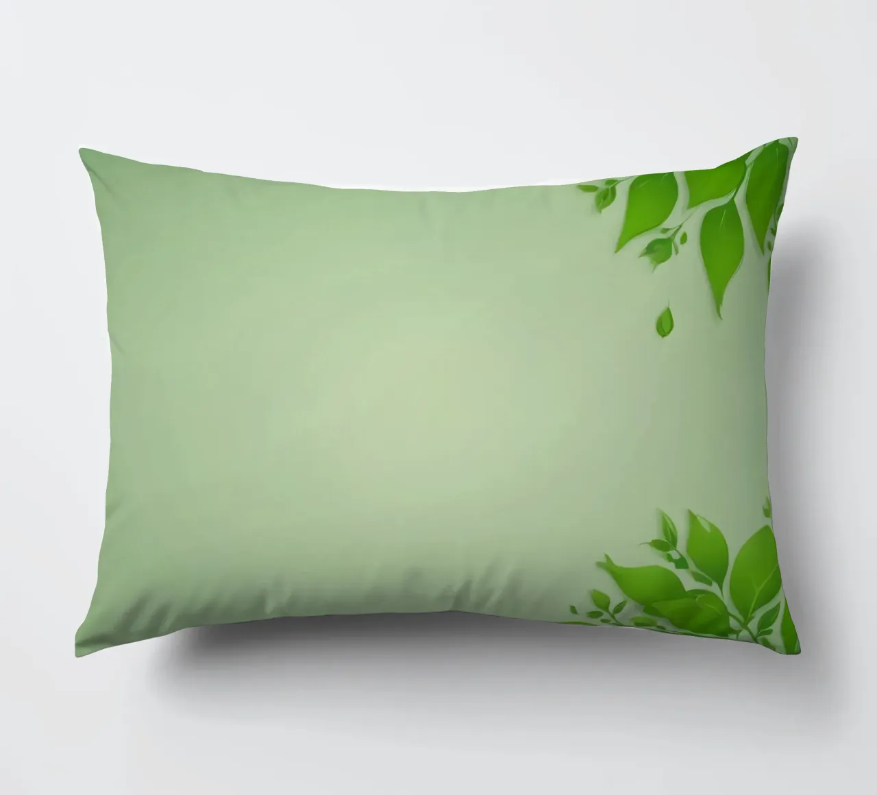 Green leaves on a soft background create a calming and fresh decorative cushion by DesignDoodle