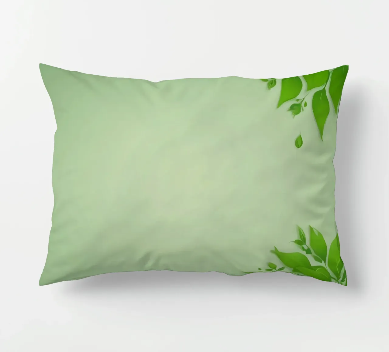 Green leaves on a soft background create a calming and fresh decorative cushion by DesignDoodle