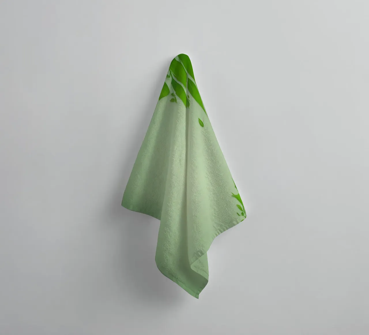 Green leaves on a soft background create a calming and fresh towel by DesignDoodle