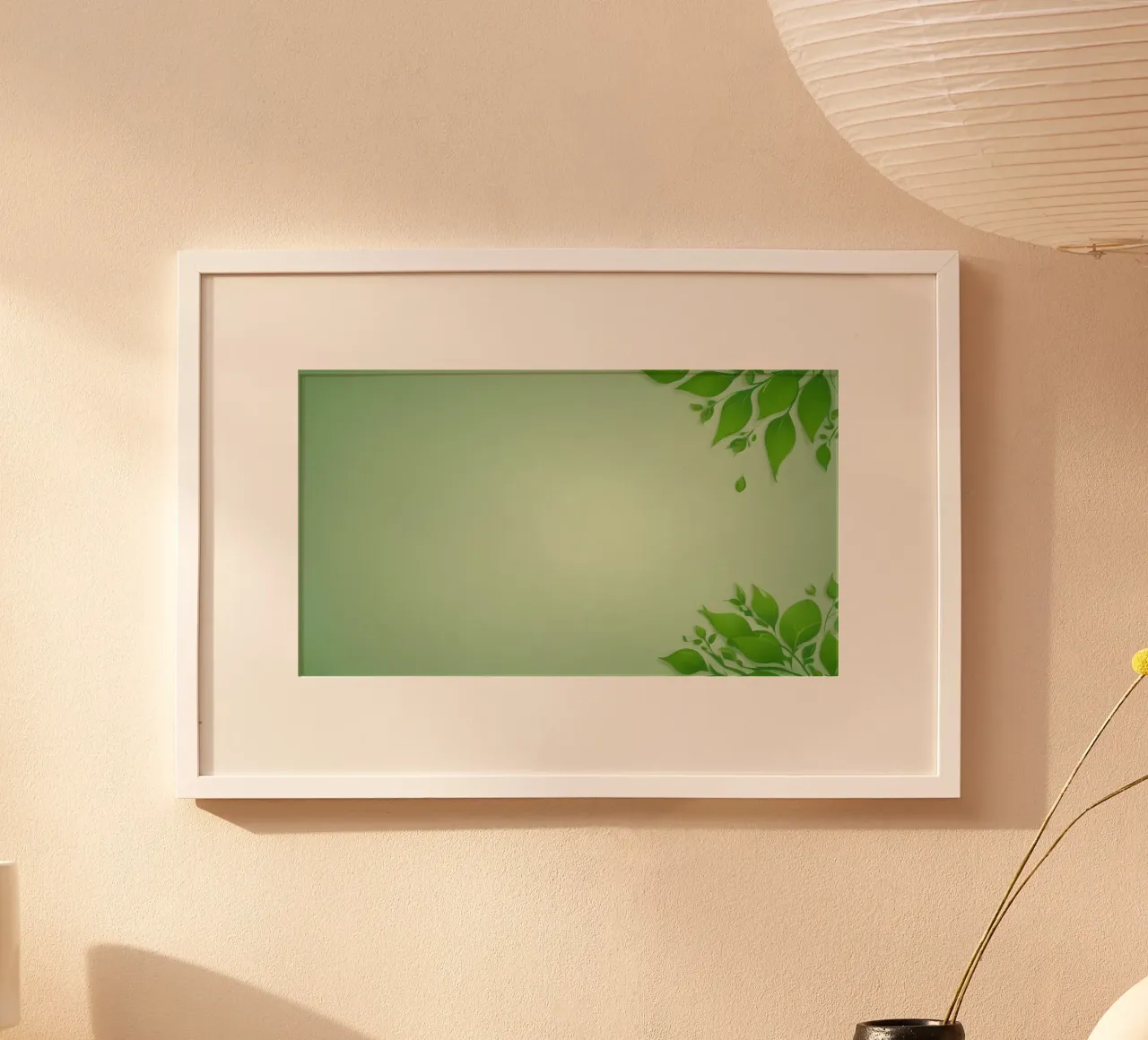 Green leaves on a soft background create a calming and fresh hahnemühle by DesignDoodle