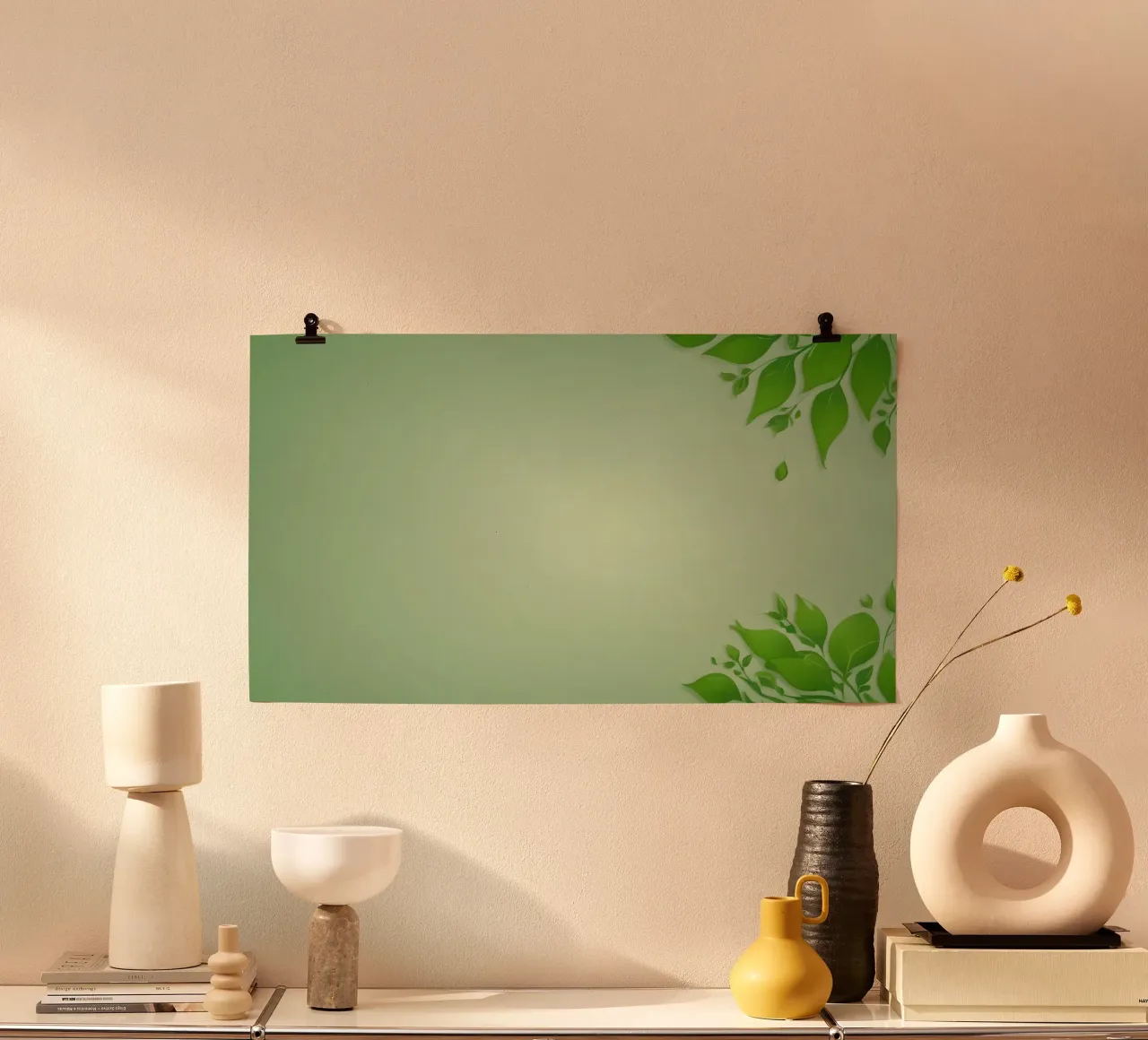 Green leaves on a soft background create a calming and fresh hahnemühle by DesignDoodle