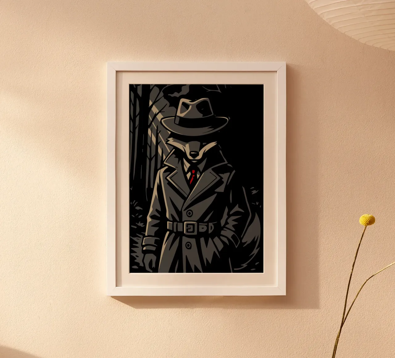 Volpe misteriosa in trench - motivo animale noir poster da nanosh