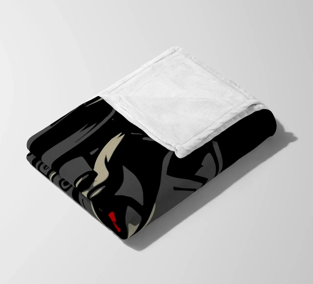 Mysterious fox in a trench coat - Noir animal motif fleece blanket by nanosh