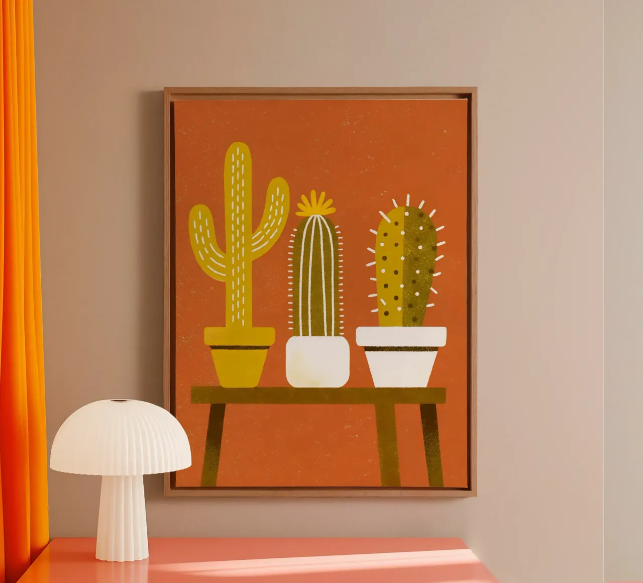 Retro Pop Cactus tela con Cornice a cassetta da THE LATEST SHOP