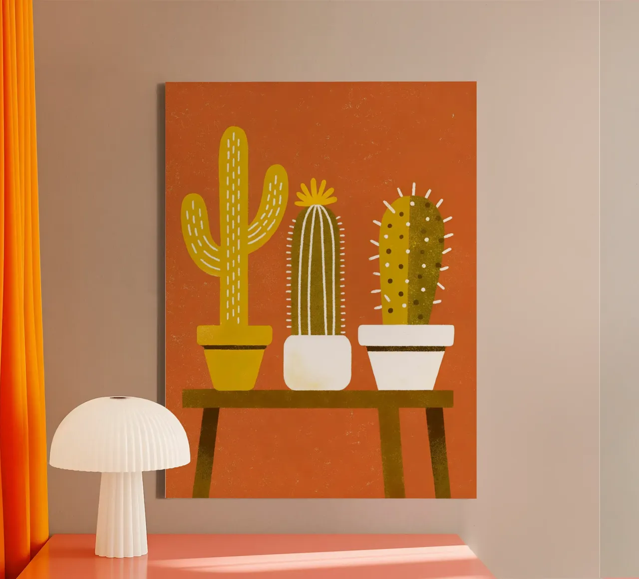 Retro Pop Cactus tela con Cornice a cassetta da THE LATEST SHOP