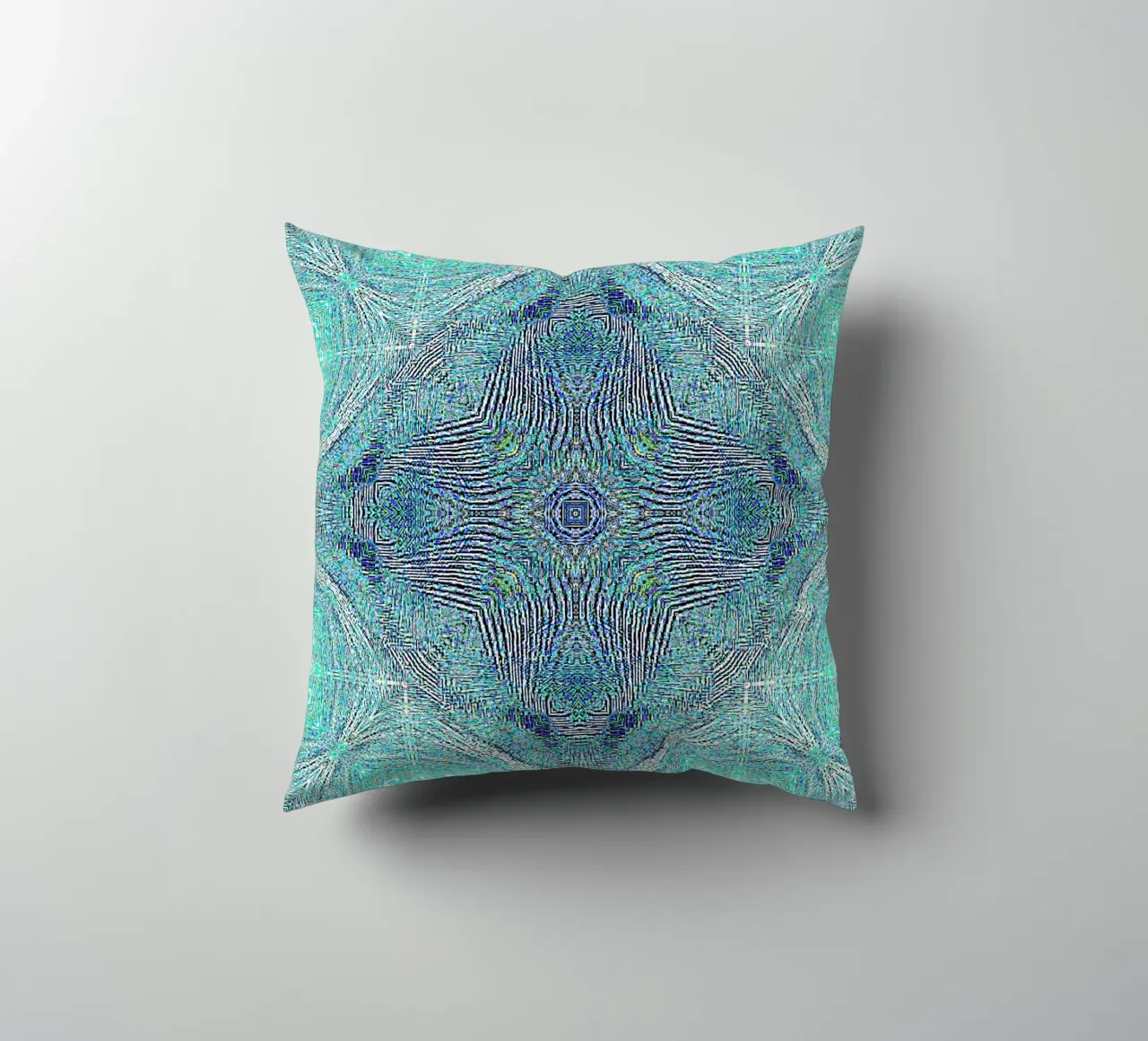 Ornament in turquoise with a finely structured texture decorative cushion by Gürsel Yesil Digital Art