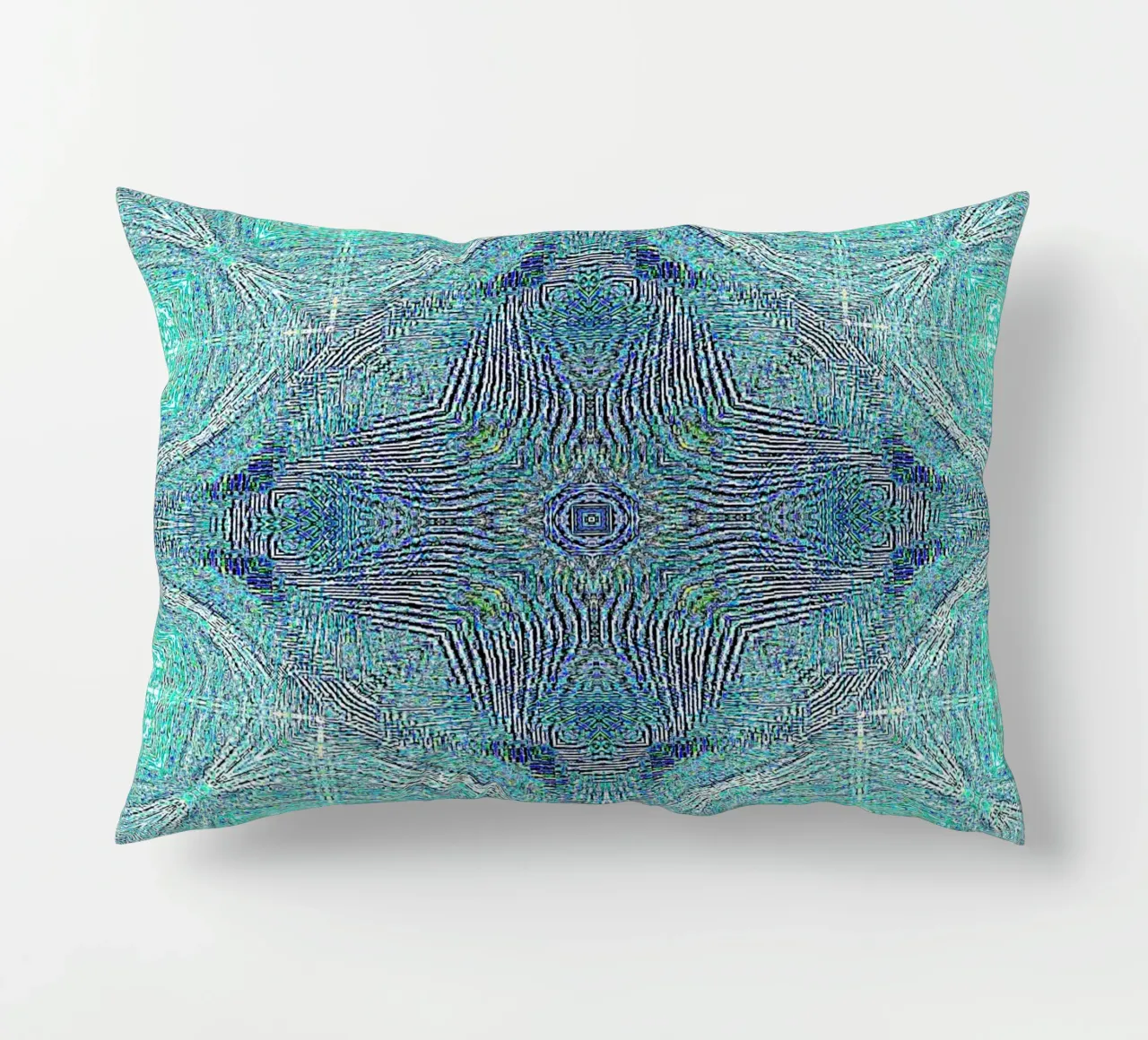 Ornament in turquoise with a finely structured texture decorative cushion by Gürsel Yesil Digital Art