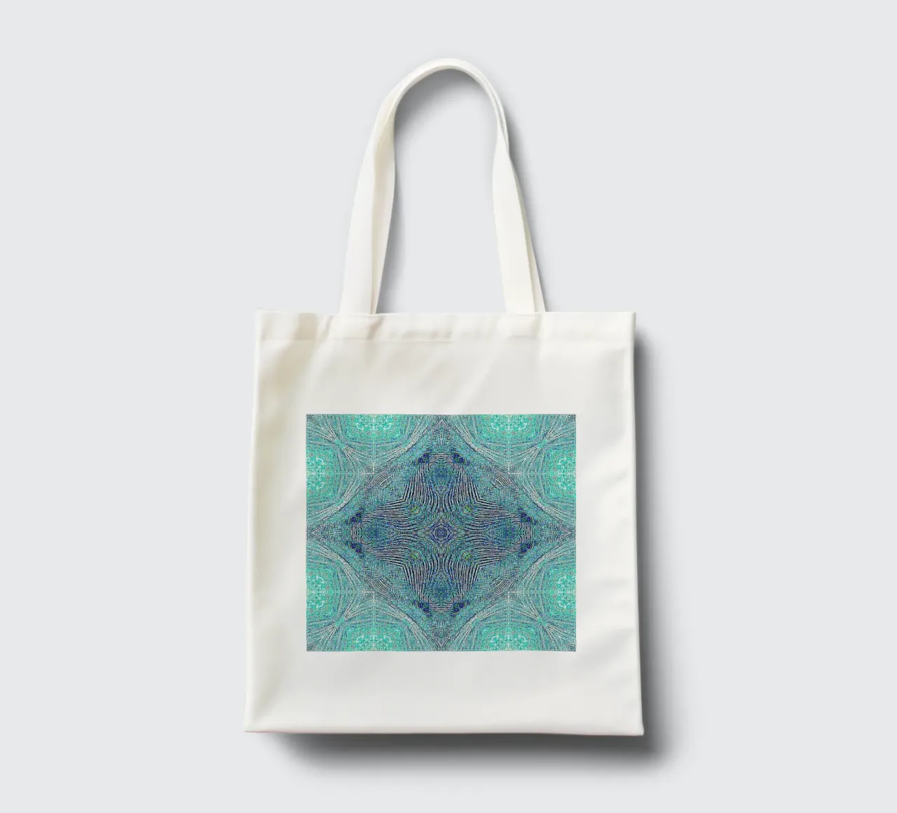 Ornament in turquoise with a finely structured texture tote bag by Gürsel Yesil Digital Art