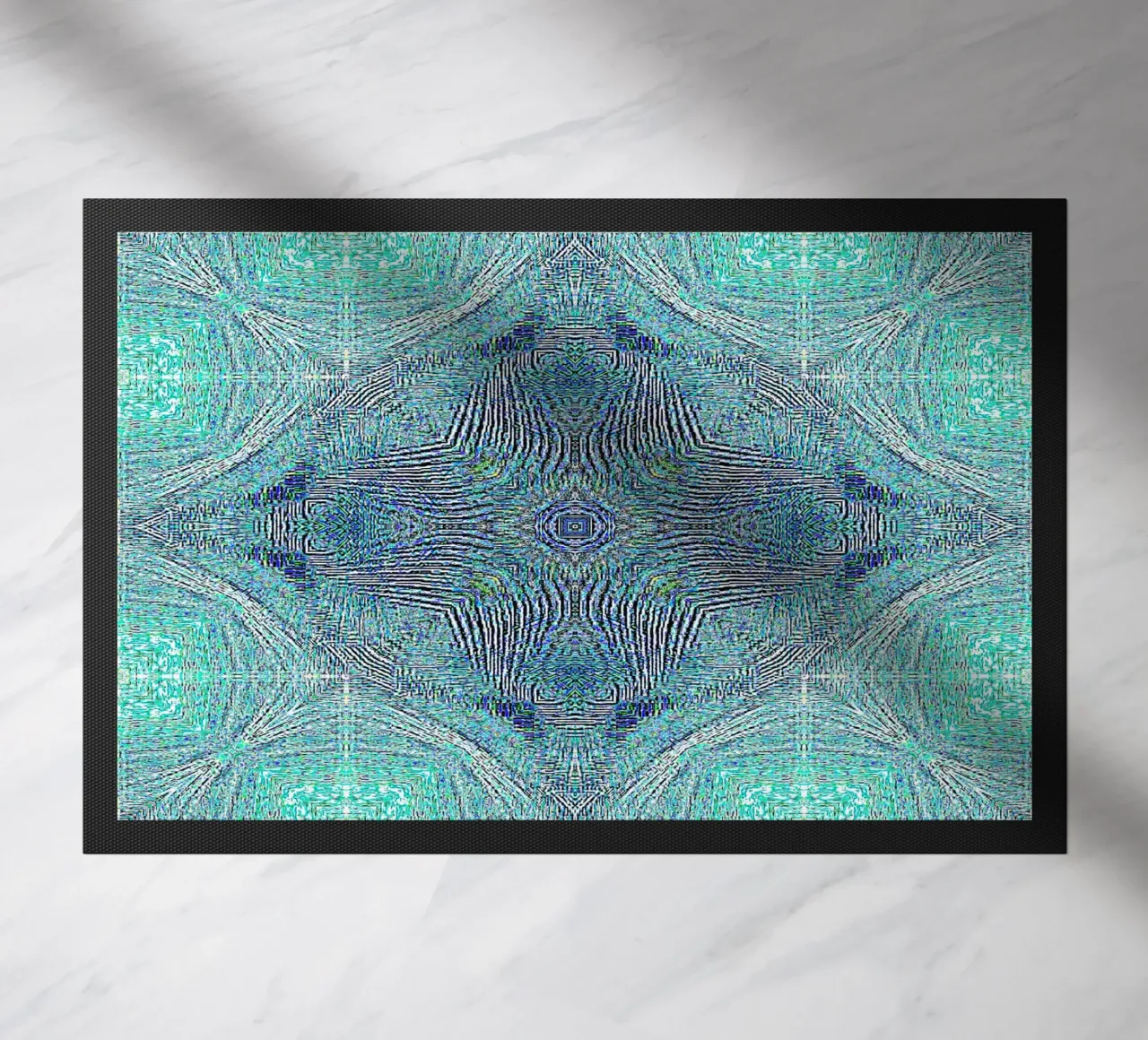 Ornament in turquoise with a finely structured texture doormat by Gürsel Yesil Digital Art