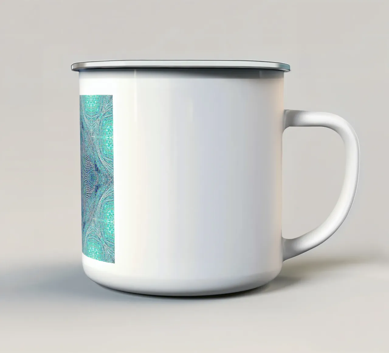 Ornament in turquoise with a finely structured texture enamel mug by Gürsel Yesil Digital Art