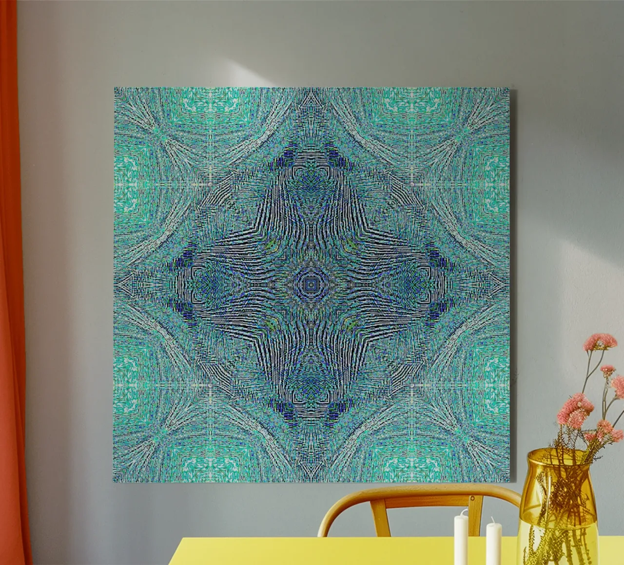 Ornament in turquoise with a finely structured texture alu-dibond by Gürsel Yesil Digital Art
