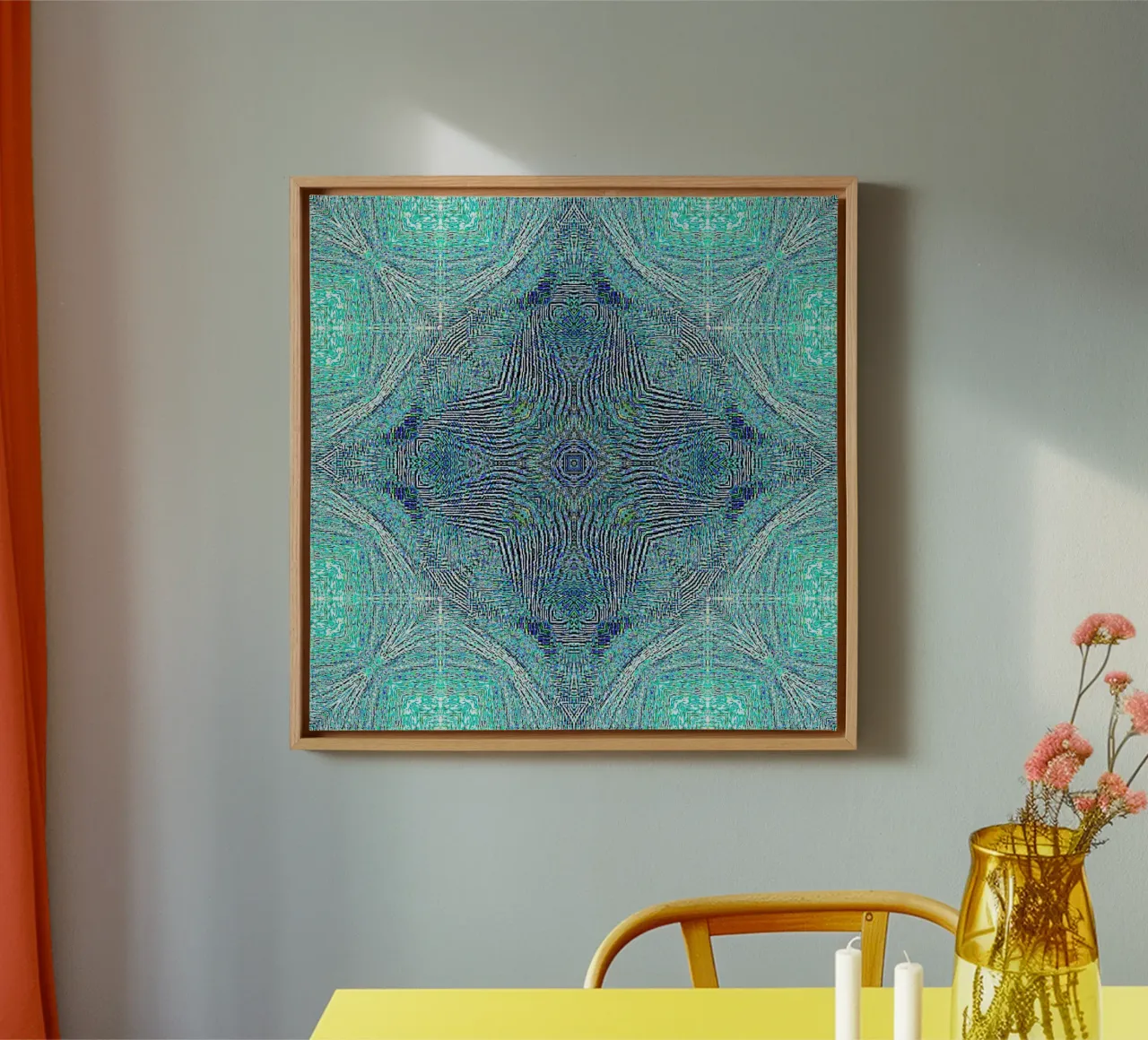 Ornament in turquoise with a finely structured texture canvas by Gürsel Yesil Digital Art