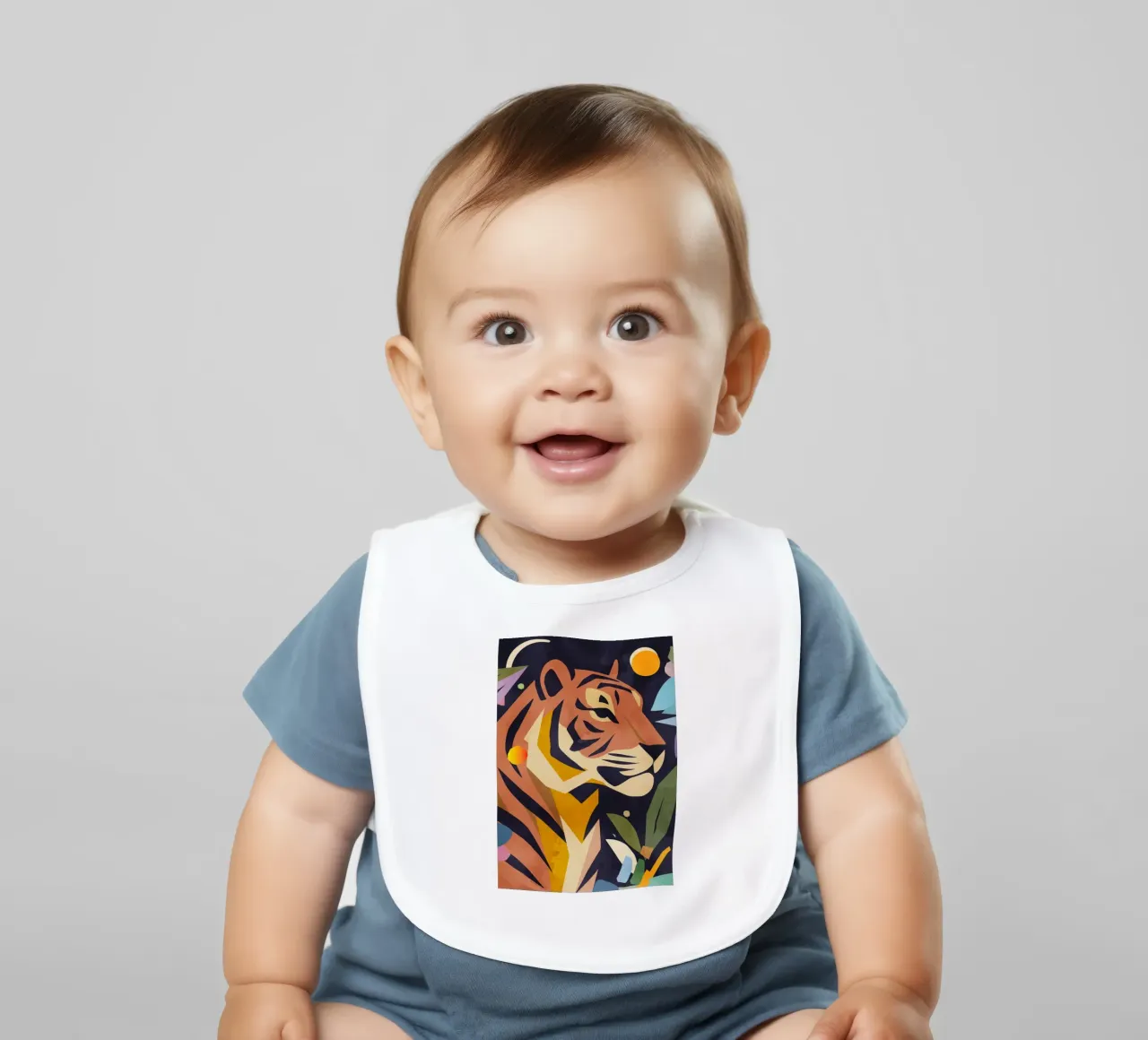Abstract tiger in an artistic style - Powerful motif baby bib by namosh