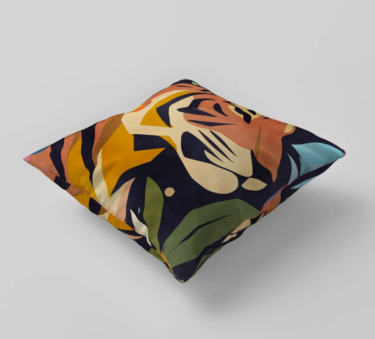 Abstract tiger in an artistic style - Powerful motif decorative cushion by namosh
