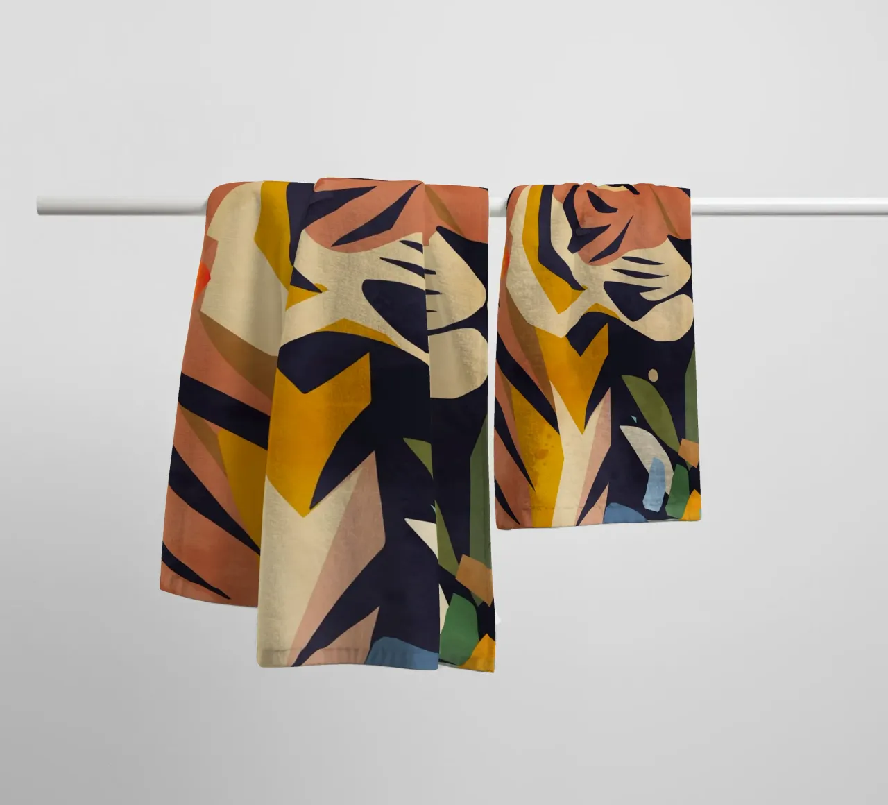 Tigre astratta in stile artistico - Motivo potente asciugamano da bagno da namosh