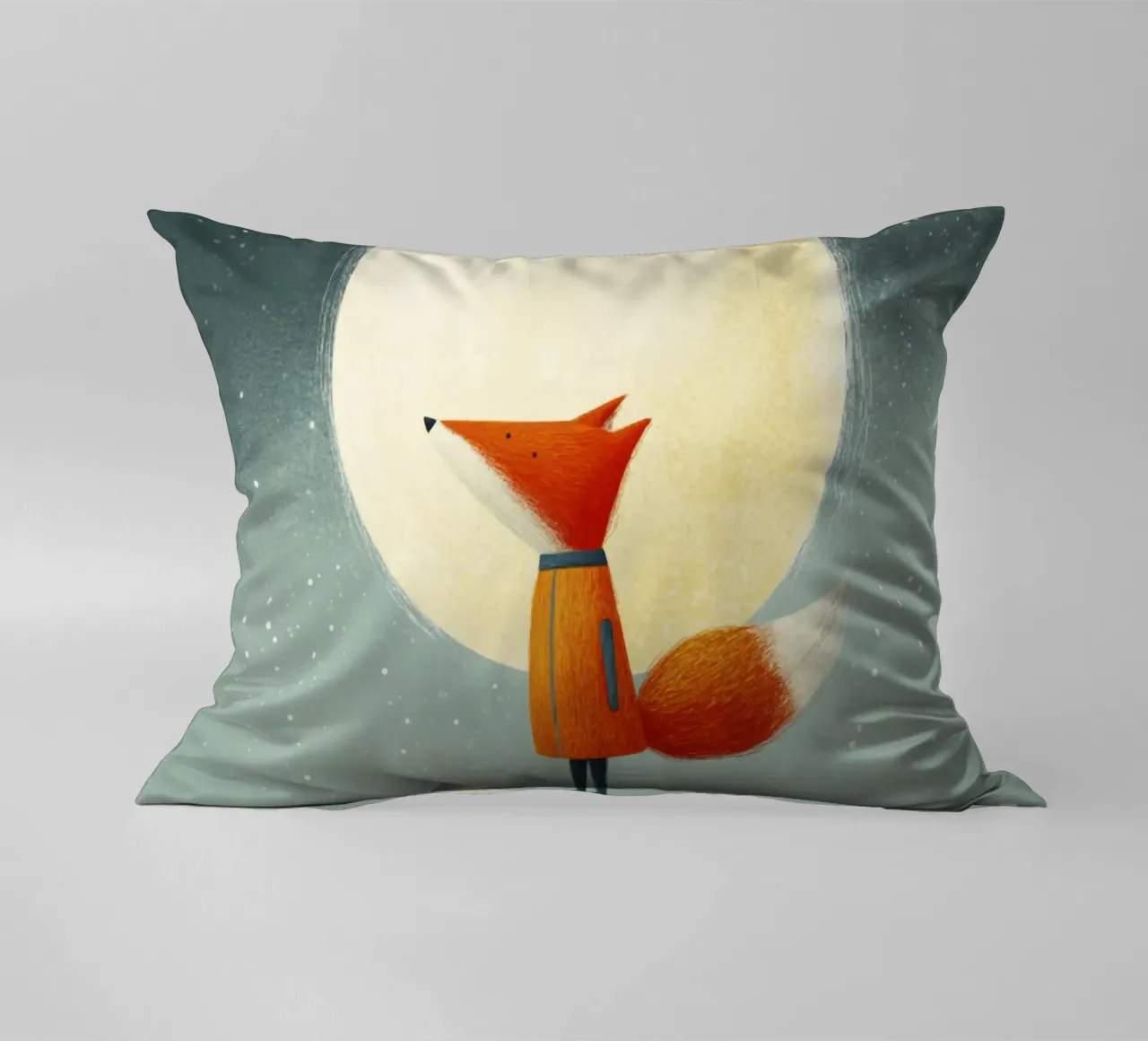 Piccola volpe sulla terra con luna e stelle - Minimal Art cuscino da Modern Muse