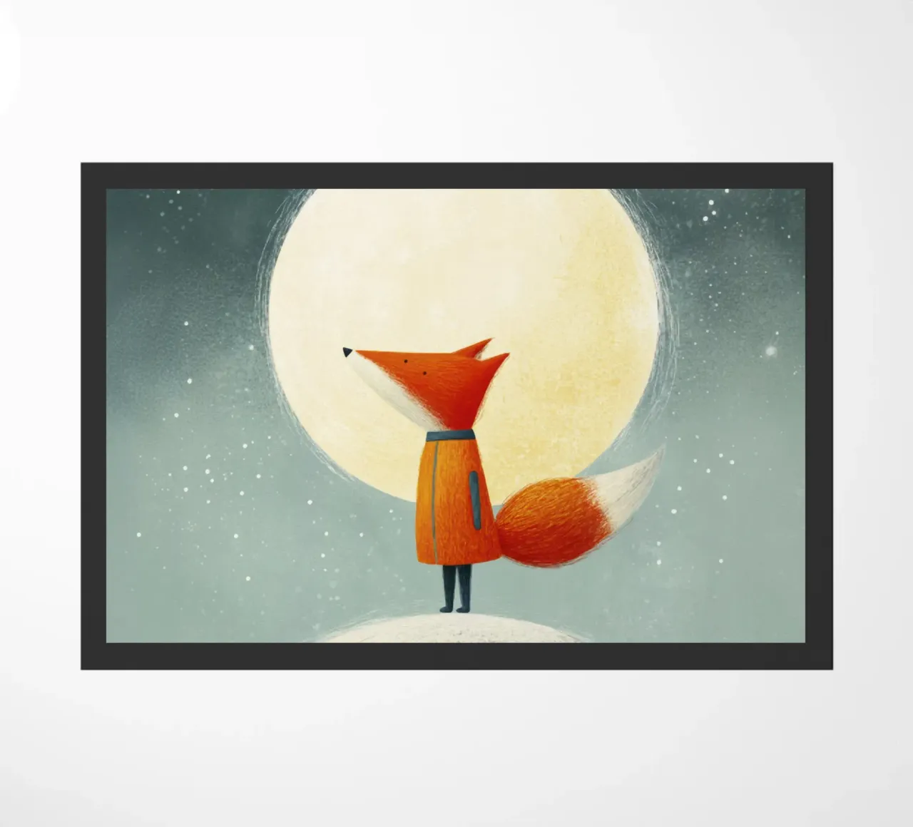 Piccola volpe sulla terra con luna e stelle - Minimal Art zerbino da Modern Muse