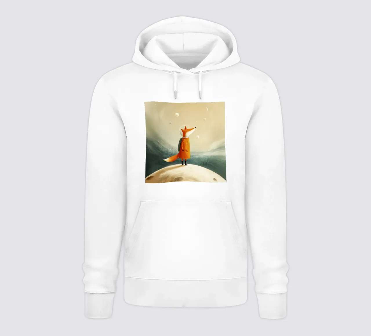 Kleiner Fuchs unter Mond und Sternen - Minimalistische Baby Kunst Hoodie von Modern Muse
