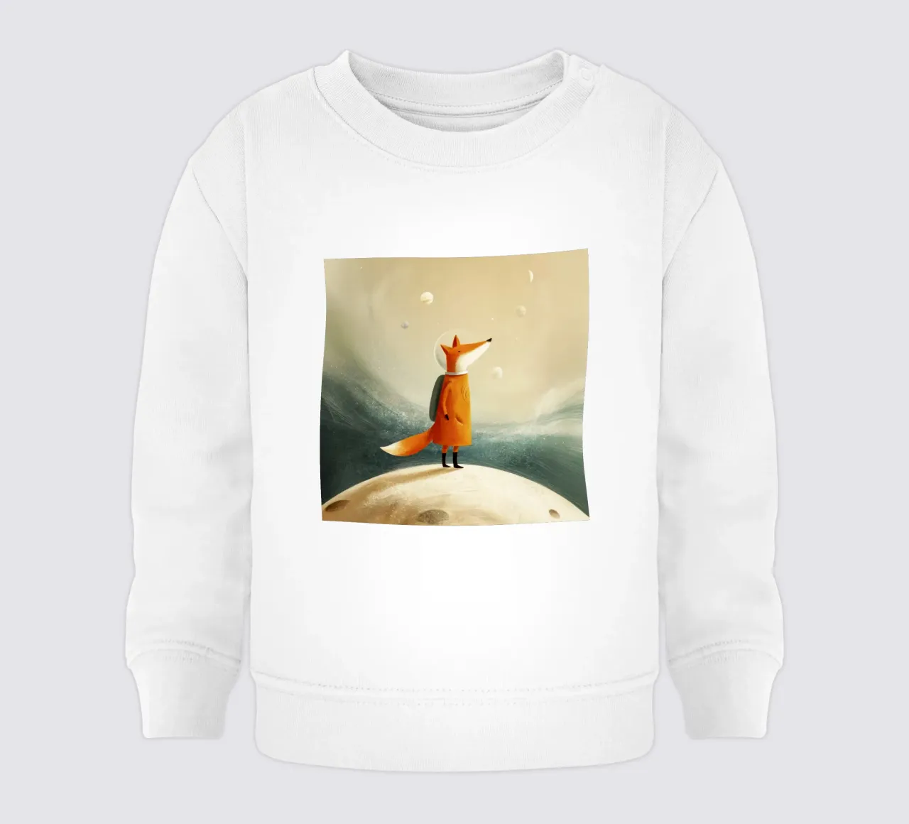 Kleiner Fuchs unter Mond und Sternen - Minimalistische Baby Kunst Baby Sweatshirt von Modern Muse
