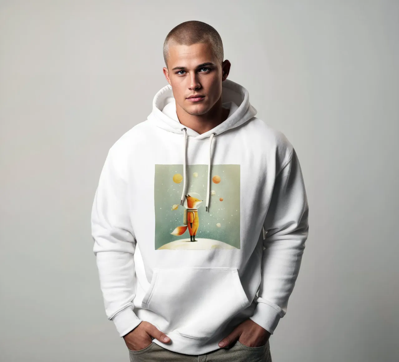 Astronaut Fox on Earth – Cute Minimal Space Nursery Art hoodie by Modern Muse