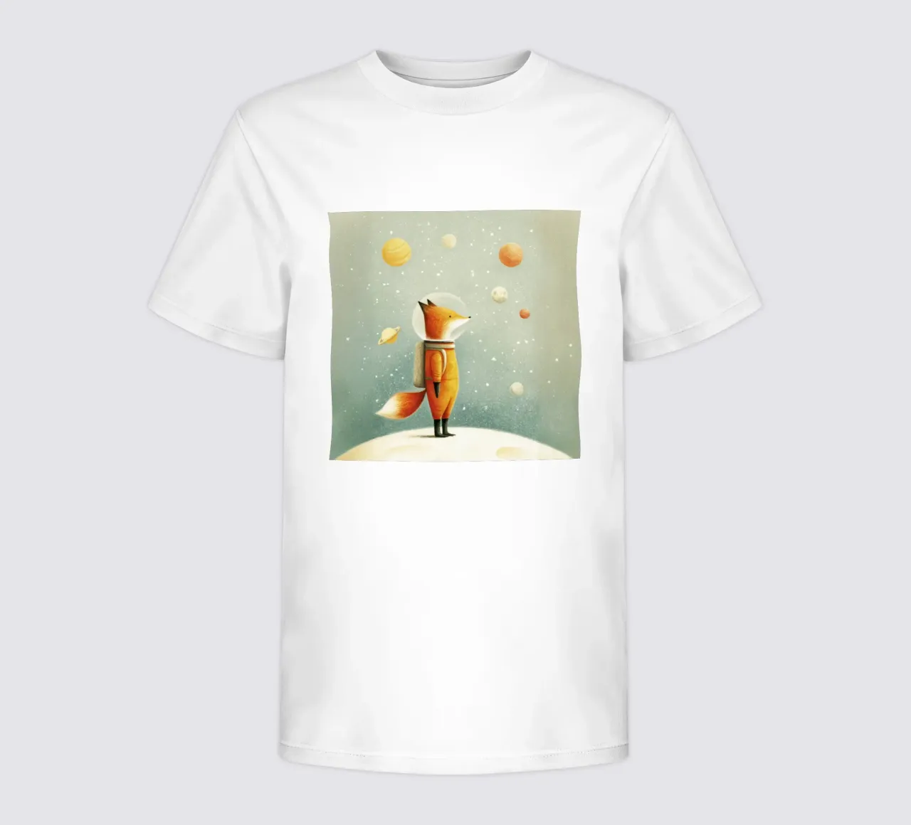 Astronaut Fox on Earth – Cute Minimal Space Nursery Art kids t-shirt by Modern Muse