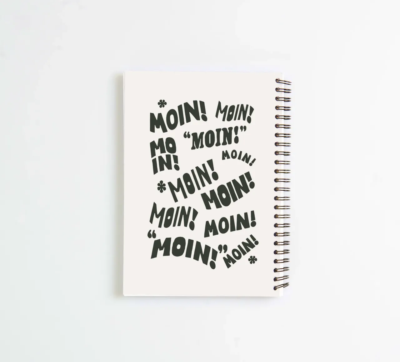 Moin! German Typography Design German Typography Print spiral notebook by THE MOTIVATED TYPE