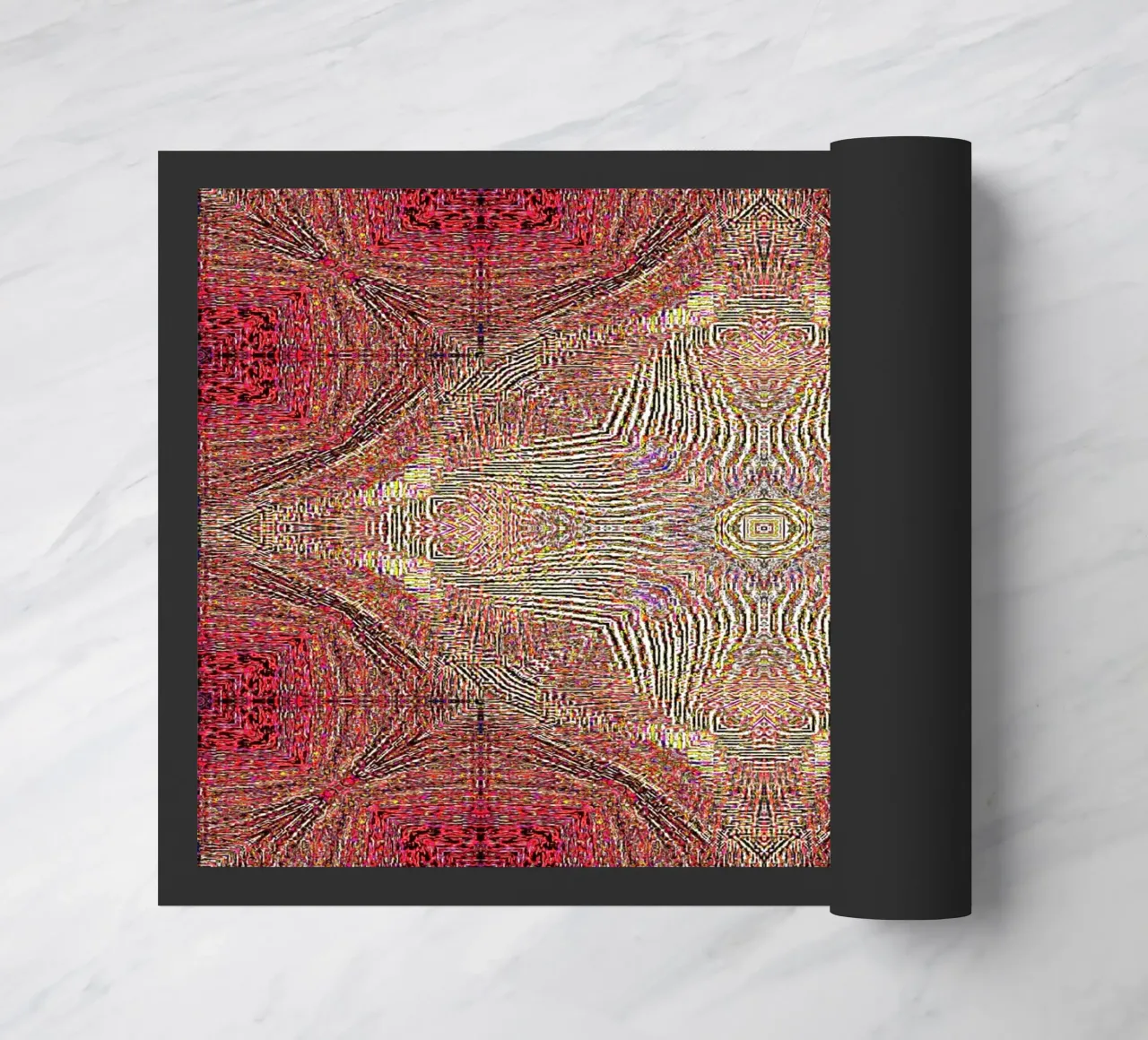 Ornament in weinrot mit feinstrukturierter Textur Fußmatte von Gürsel Yesil Digital Art