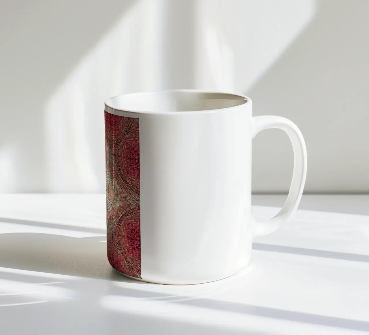 Ornament in wine red with a finely structured texture ceramic mug by Gürsel Yesil Digital Art