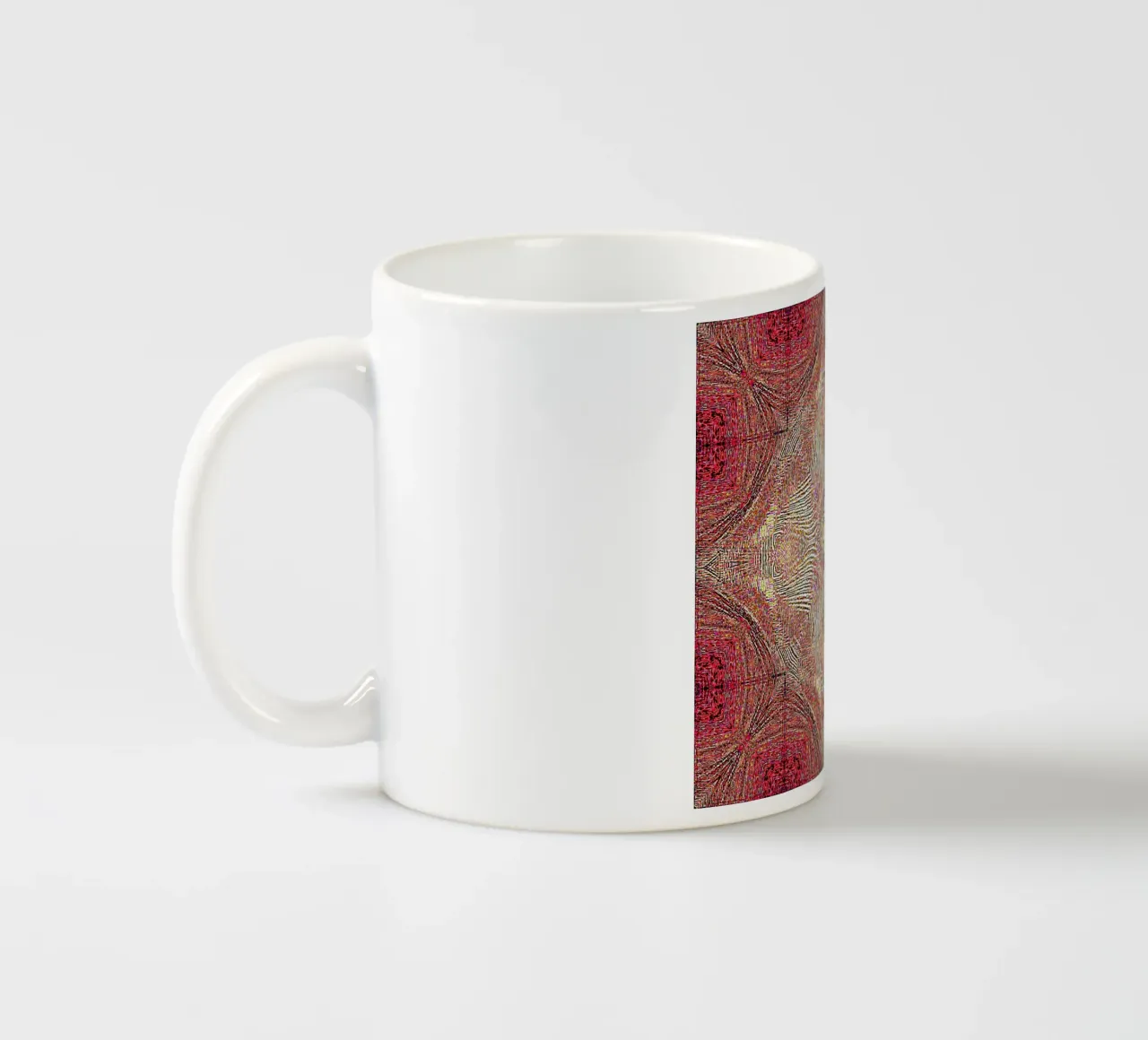 Ornament in wine red with a finely structured texture ceramic mug by Gürsel Yesil Digital Art