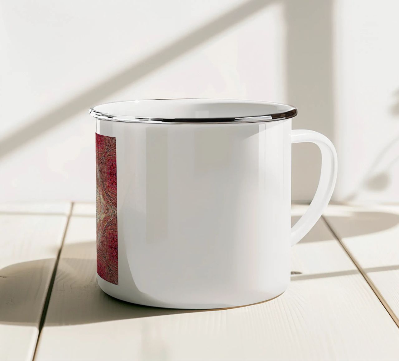 Ornament in wine red with a finely structured texture enamel mug by Gürsel Yesil Digital Art