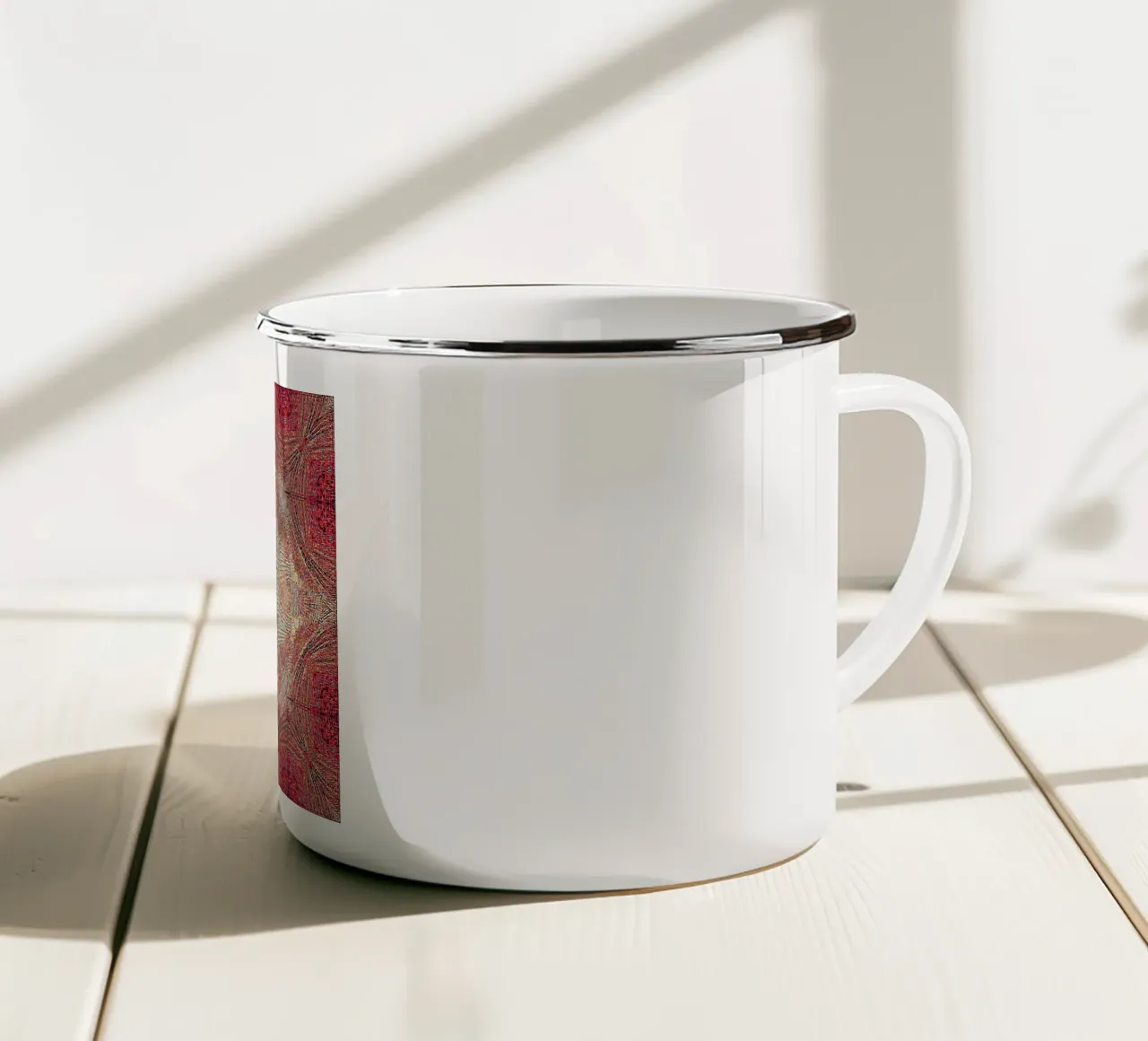 Ornament in weinrot mit feinstrukturierter Textur Emaille Tasse von Gürsel Yesil Digital Art